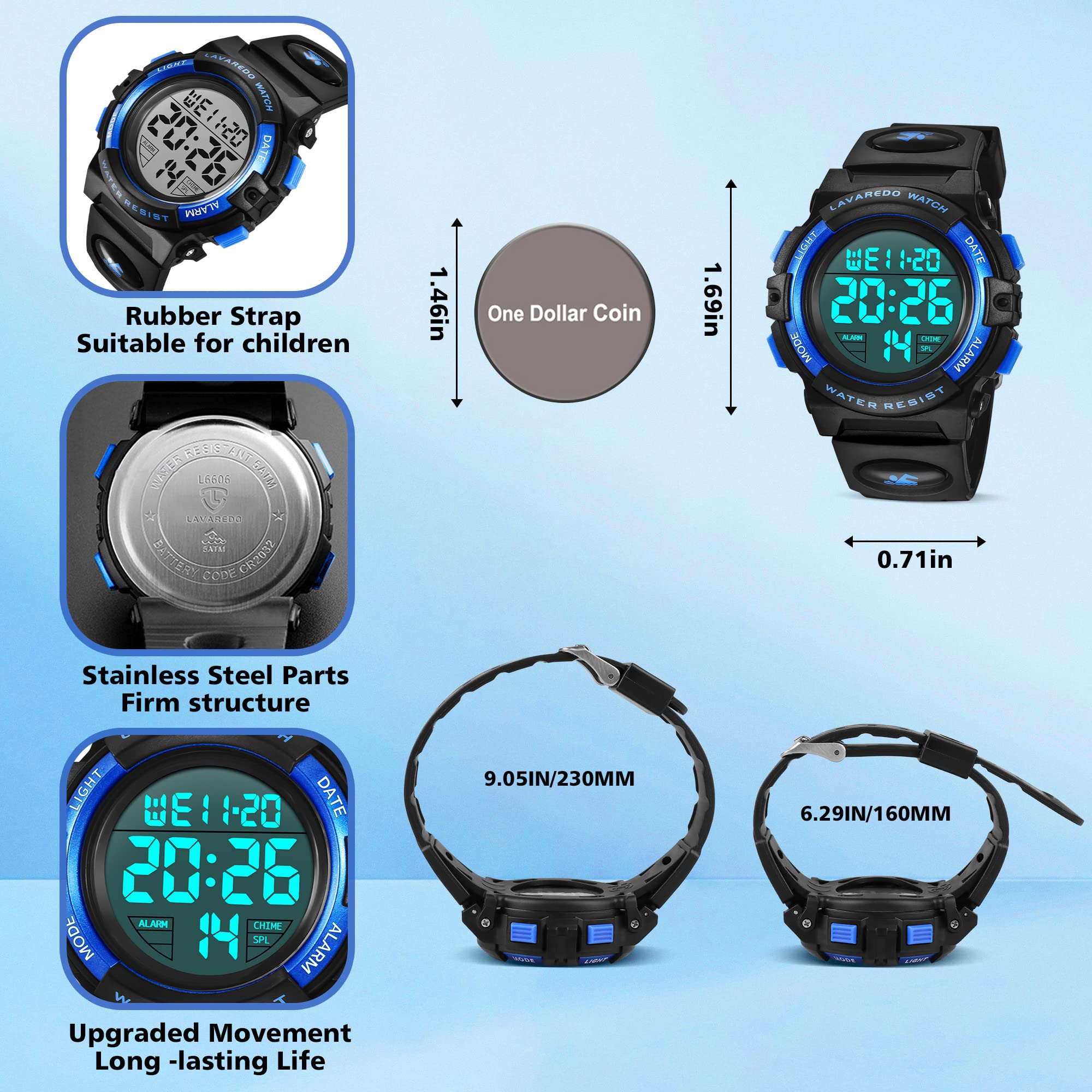 A ALPS Digital Watch with Rubber Band for Kids - Waterproof, Shockproof, Daily Use