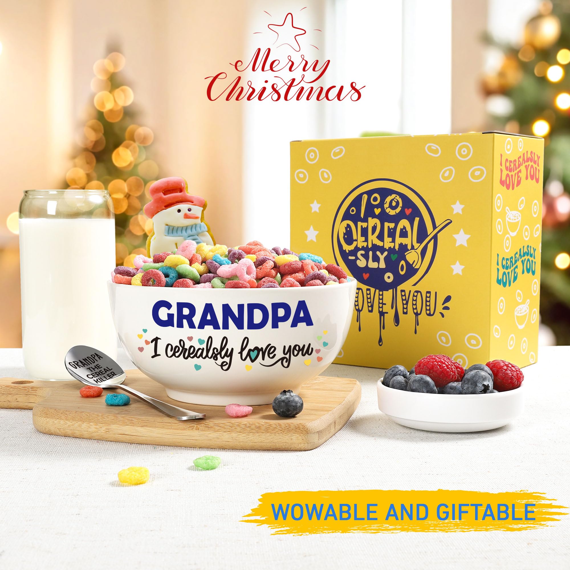 BackURyear Grandpa Gifts from Granddaughter, Cool Gifts for Grandfather Holidays Christmas Birthday Fathers Day from Grandkids, Grandchildren, Grandson, Grandpa Cereal Bowl Present