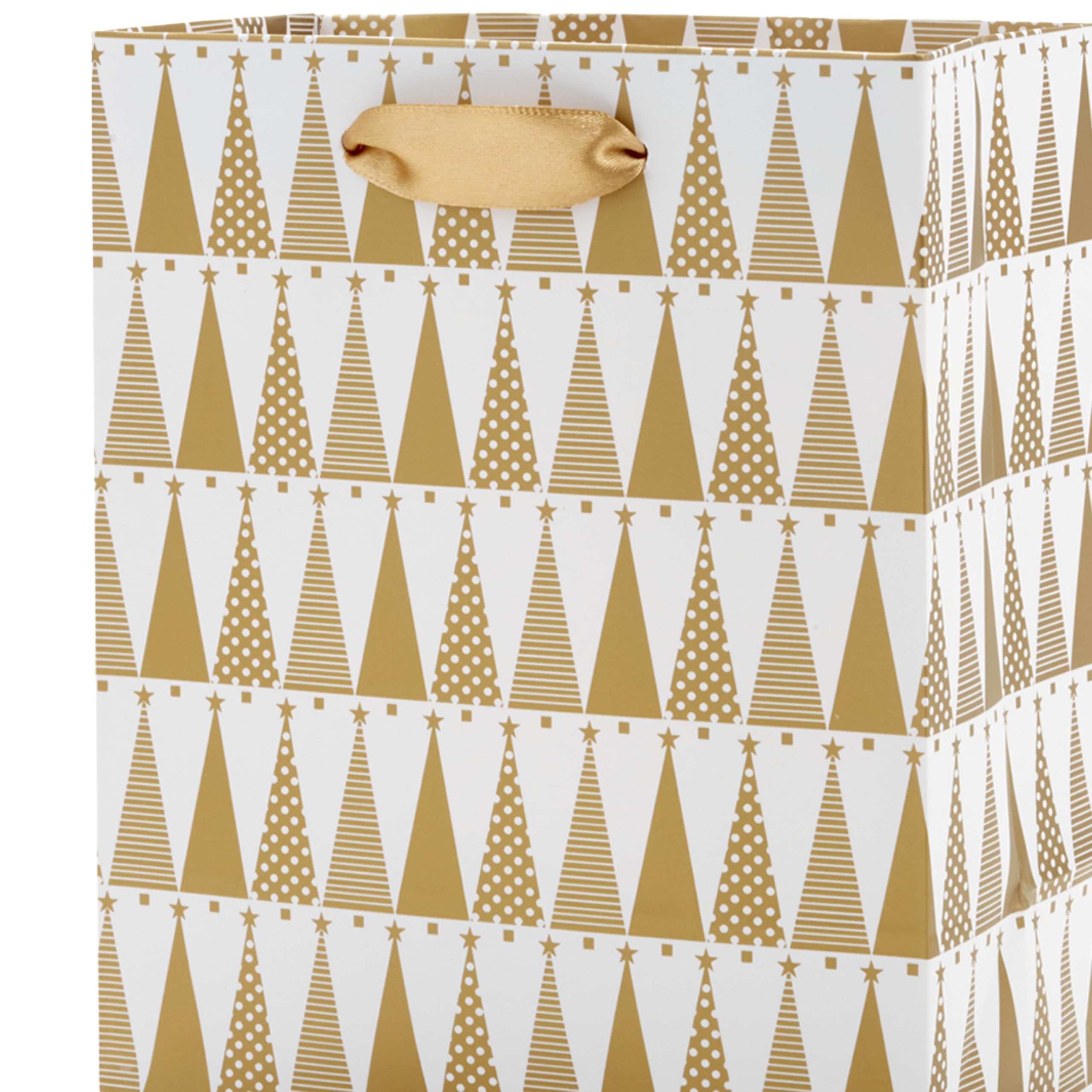 Hallmark 6" Small Holiday Gift Bag Bundle (6 Bags: Ivory and Gold Trees, Plaid, Merry Christmas)