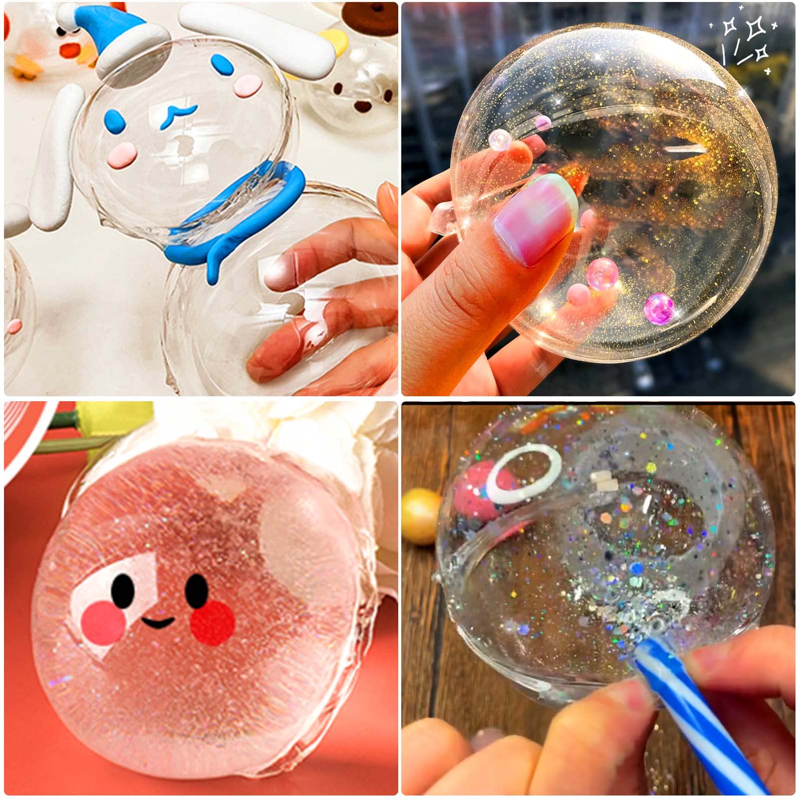 BABORUI Nano Bubbles Tape Kit, Nano Bubble Tape Toy Kit with Glitter and Balloon Inflator, Double Sided Super Elastic Bubble for Adult Party Favors Gifts Fidget Toy Craft