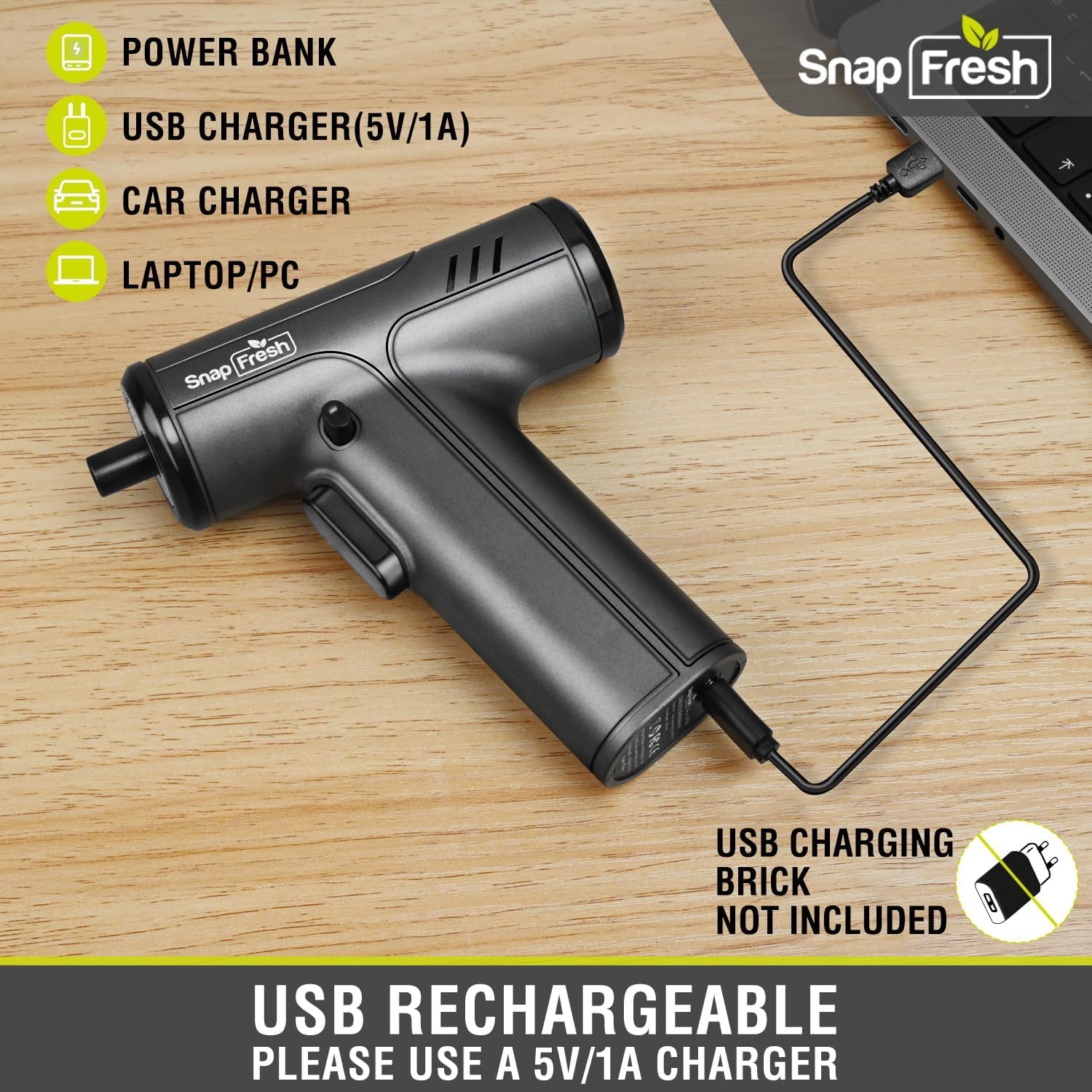 SnapFresh Electric Cordless Screwdriver Set,4V Rechargeable Screw Gun with 10 Drill Bits,4 Speeds,5N.m torque for DIY Enthusiasts,USB Charging Cable