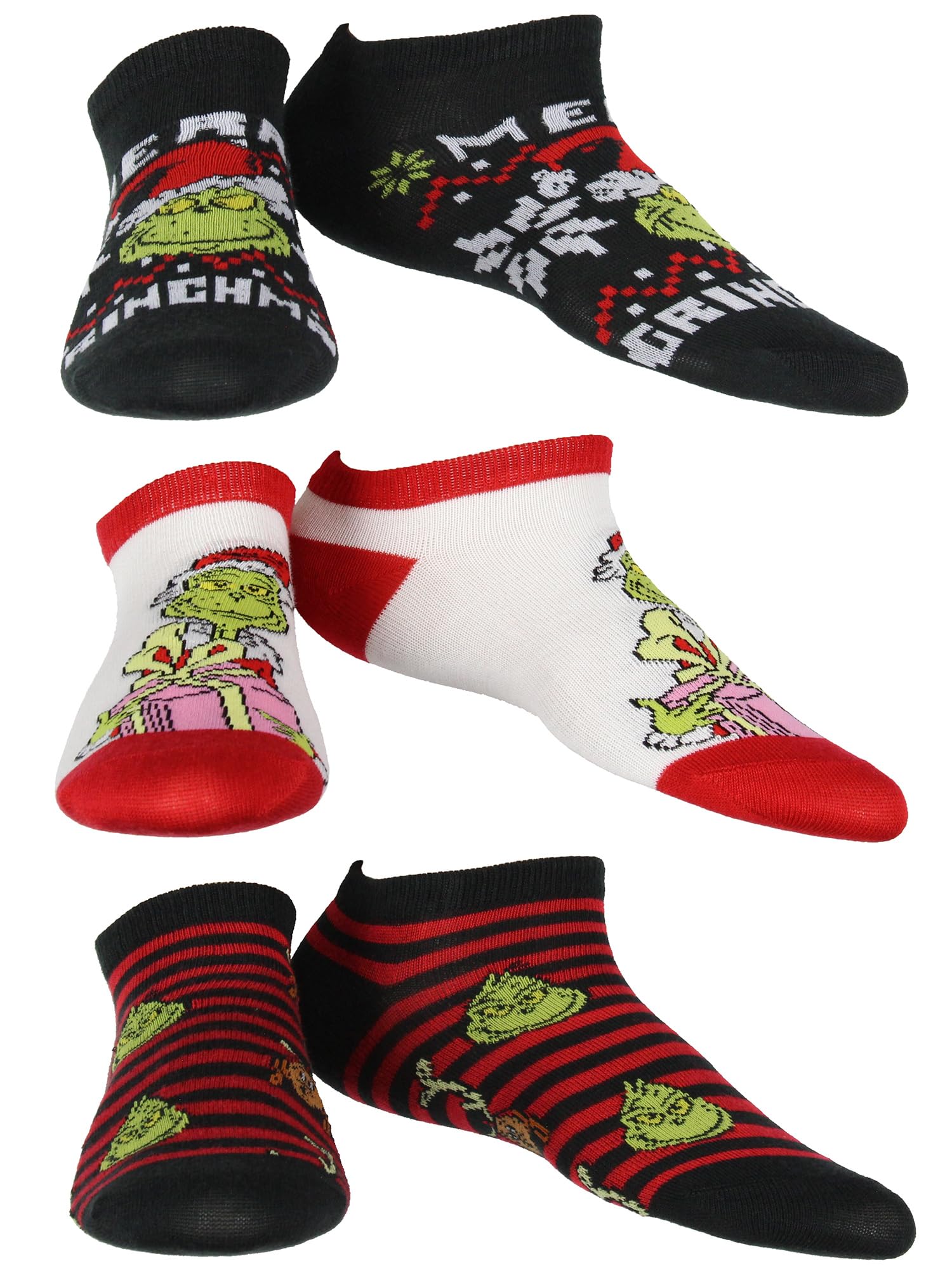 MJC Dr. Seuss The Grinch 12 Days Of Christmas Socks Advent Calendar 12 Day Punch Out Window Adult Ankle No Show Gift Box Set