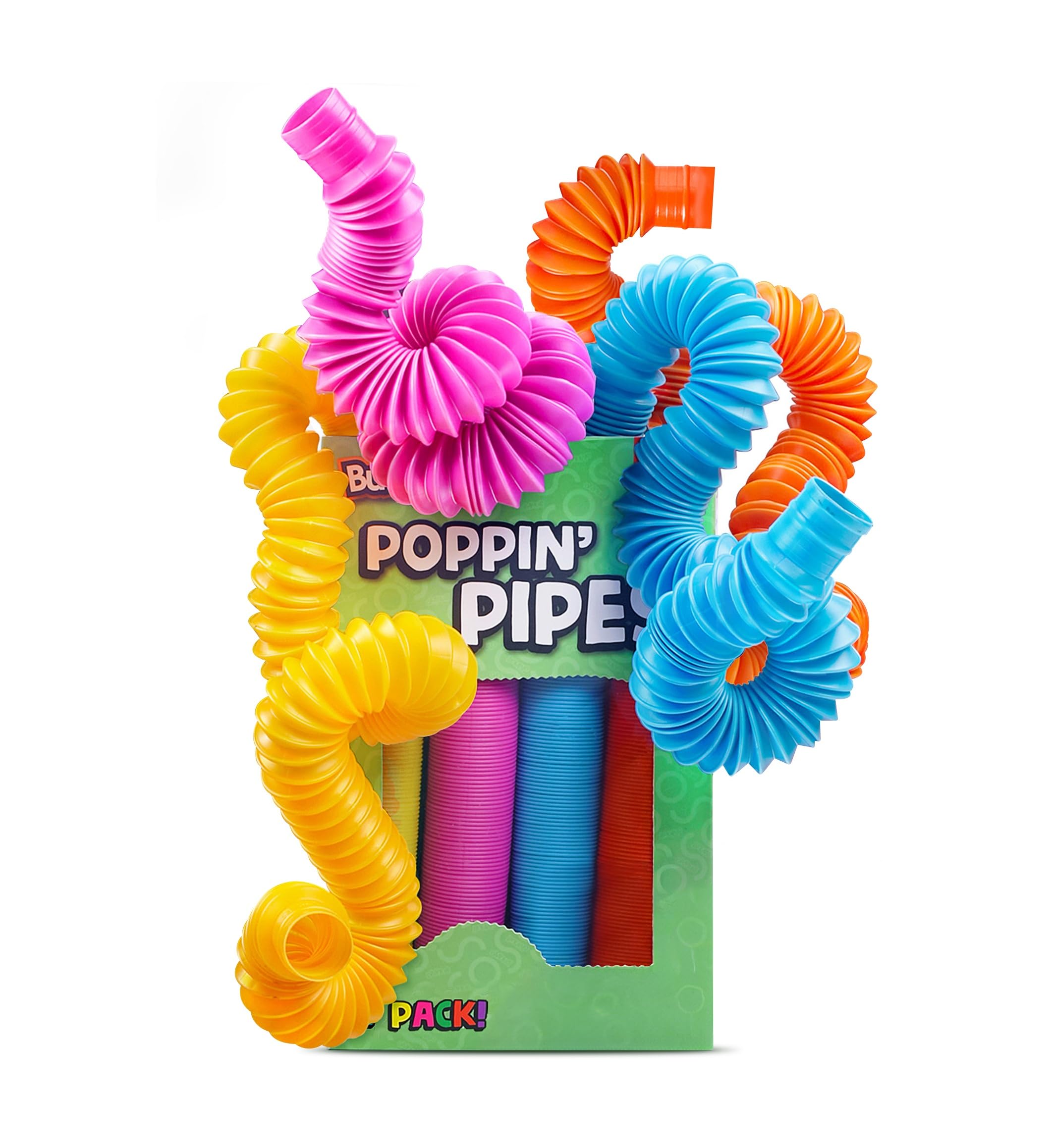 BUNMO Stocking Stuffers for Kids - Pop Tubes - Sensory Toys - Toddler Toys - Imaginative Play & Stimulating Creative Learning - Stocking Stuffers for Toddlers - 8 Pack Large