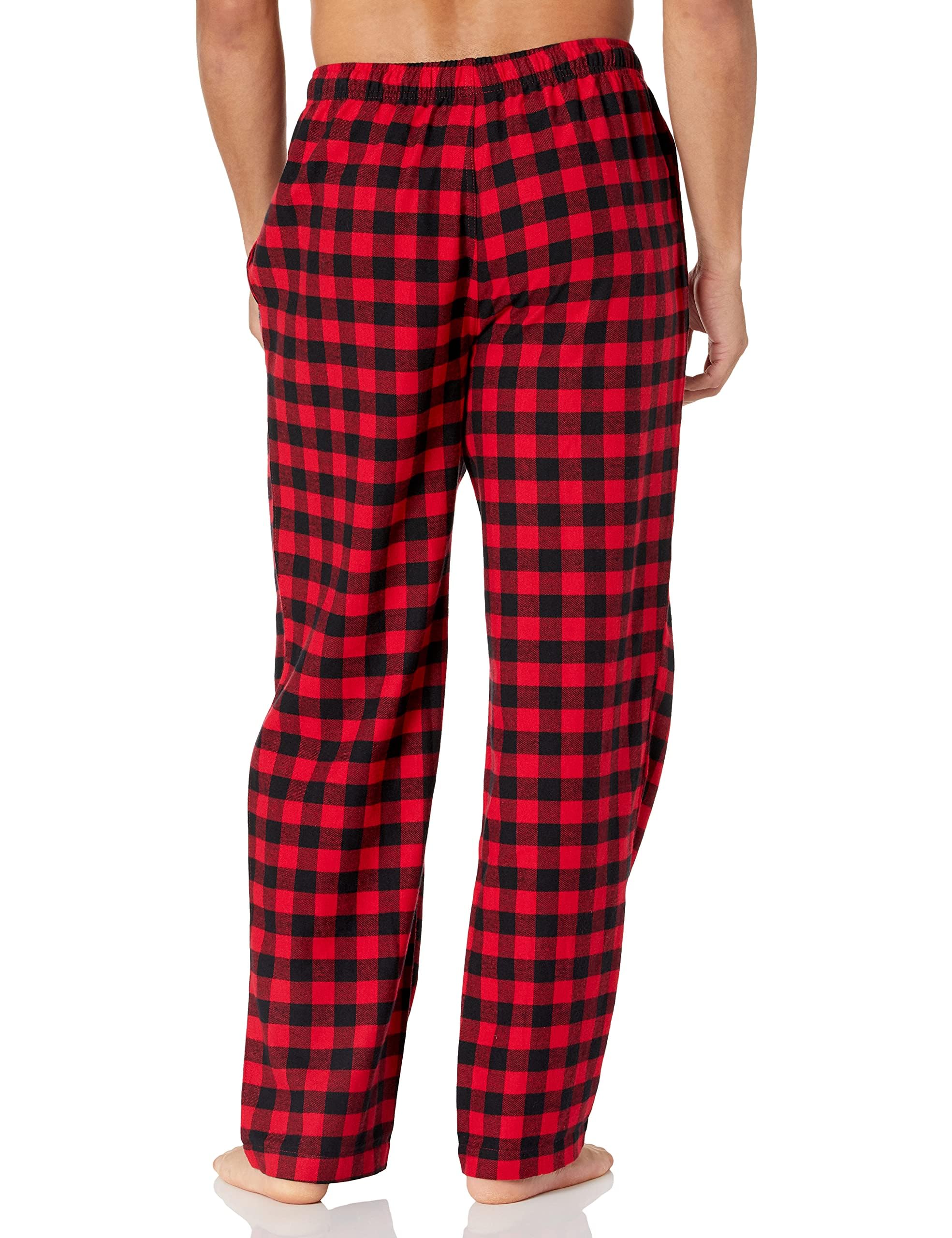 Amazon Essentials Men's Flannel Pajama Pant (Available in Big & Tall), Black Red Buffalo Plaid, Medium