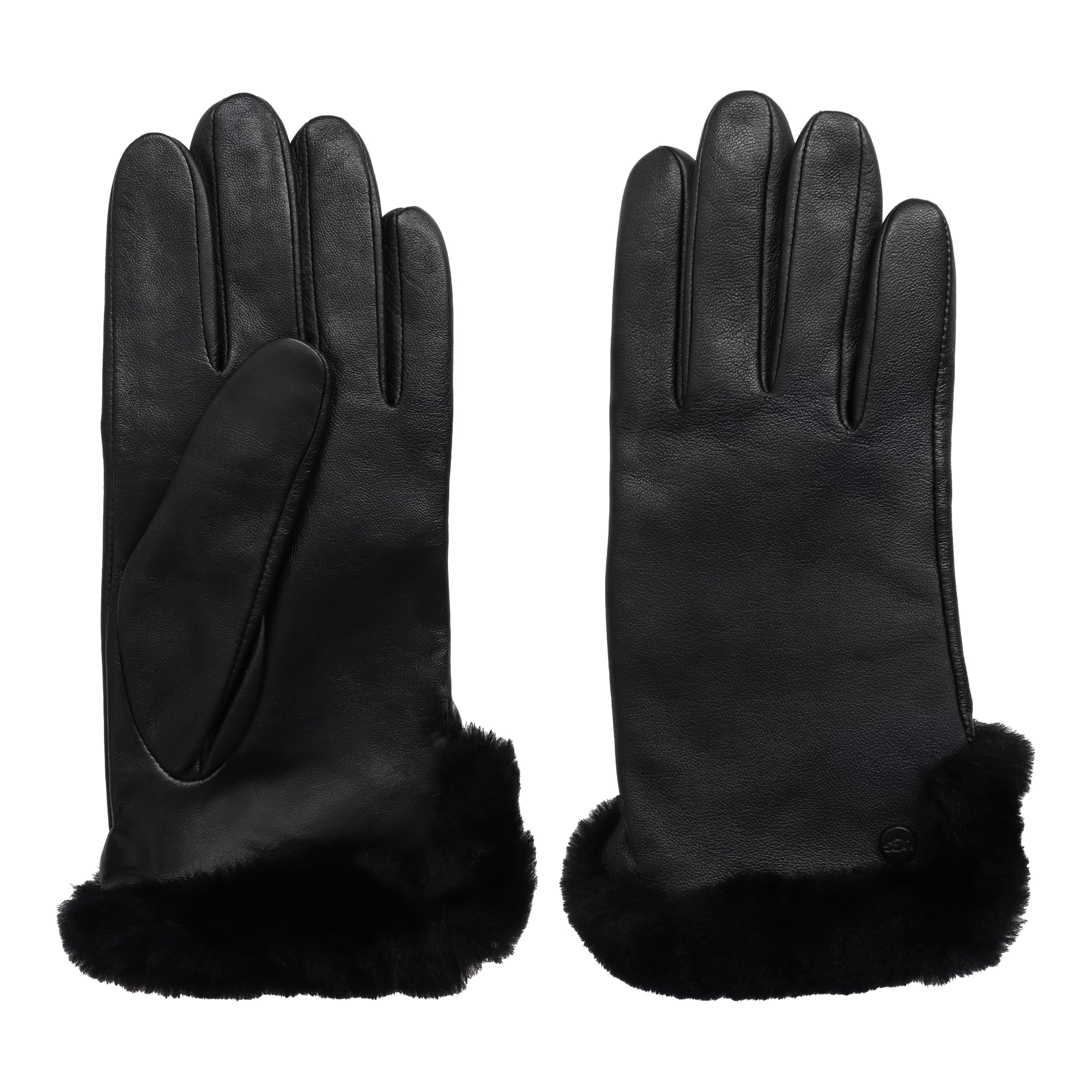 UGG Women's Leather Sheepskin Vent Gloves with Conductive Tech Palm, Black, Medium