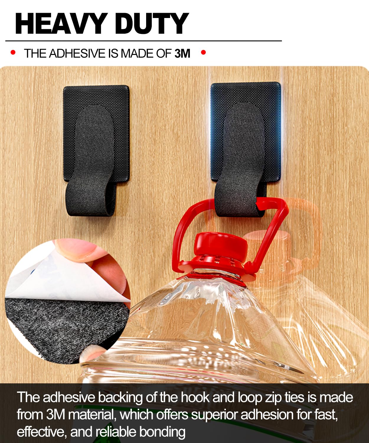 PHIXBEAR 50 Pcs Self Adhesive Cable Tie Reusable Made of 3M, Multi-Purpose Heavy Duty Hook Loop Cable Management Wire Ties for Home,Office,Kitchen,School (5.9" & 3.54", Black & White)