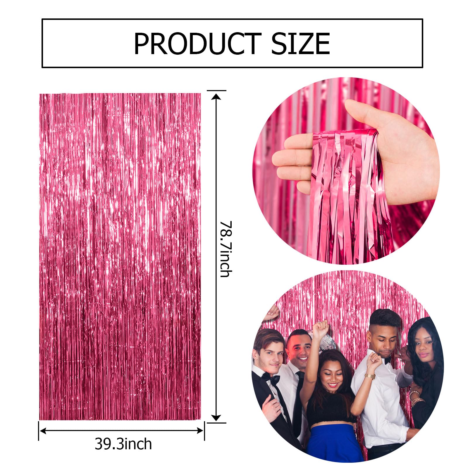 2 Pack Pink Backdrop Party Decorations Tinsel Curtain Party Backdrop Foil Fringe Birthday Decorations Photo Booth Streamer Backdrop Pink Theme Bachelorette Graduation Party Decorations