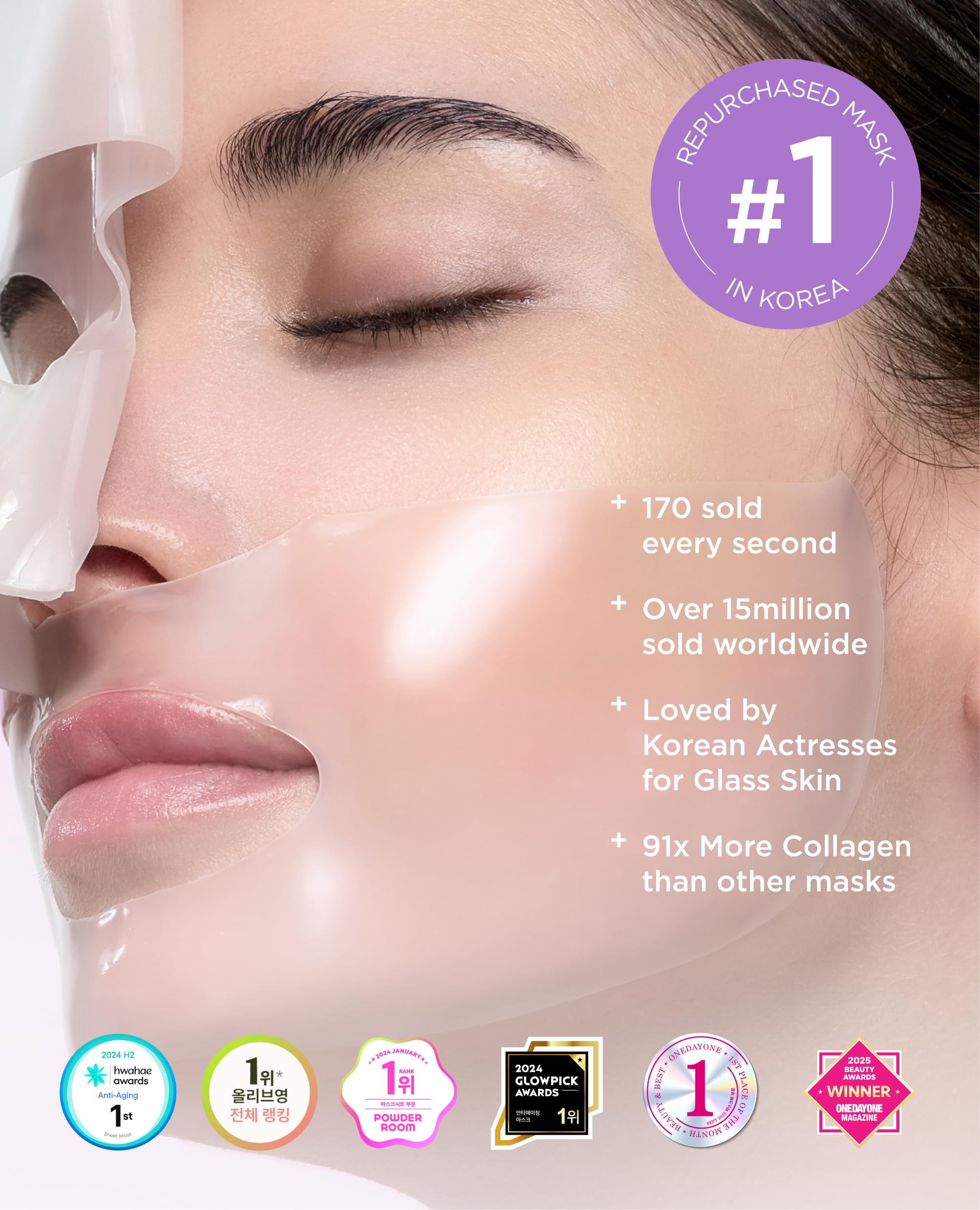 AROCELL Super Collagen Overnight Hydrogel Mask with Retinol & Stem Cell | Firming, Lifting, Plumping, Long-Lasting Glow | Korean Glass Skin Care | 43g x 4 | BSS Skincare Must-Have