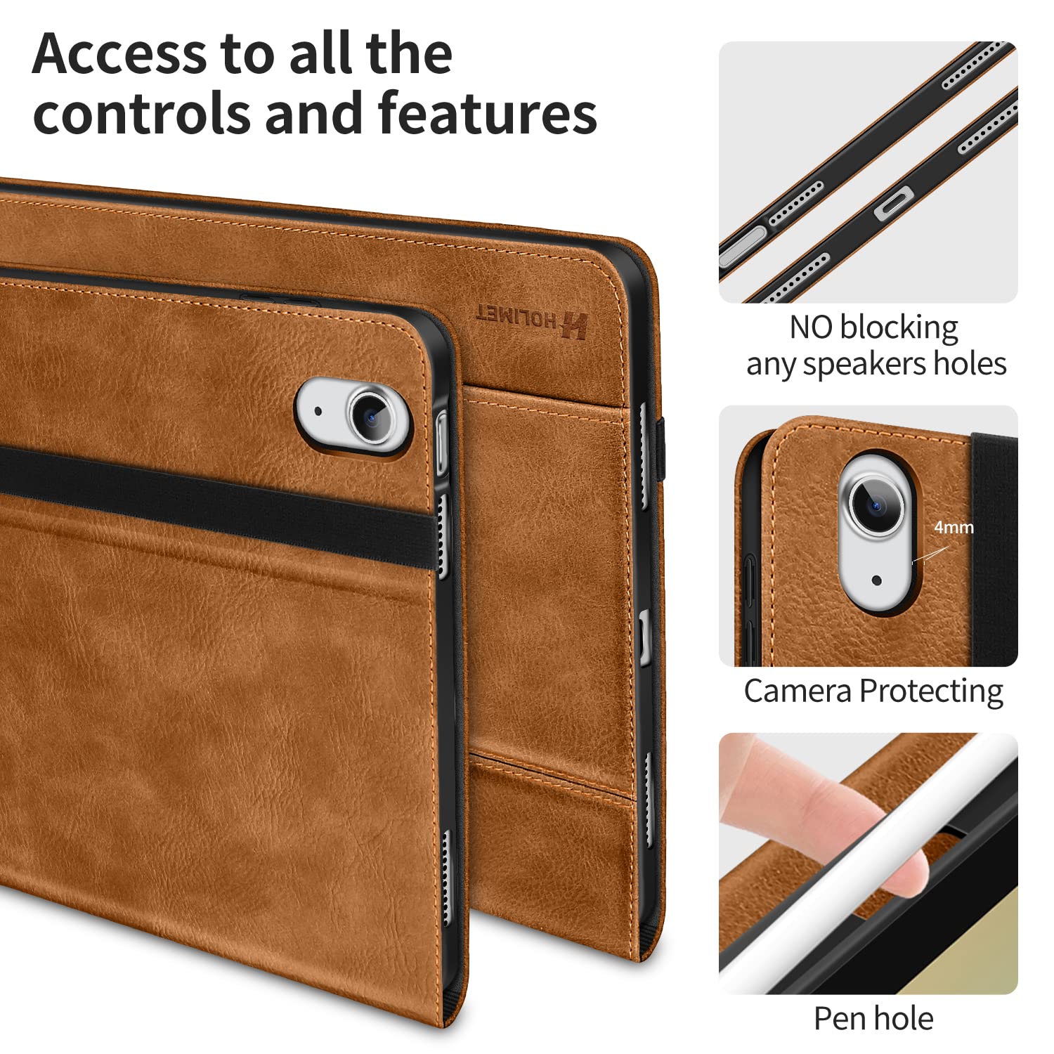 HOLIMET Case for iPad 10th Generation 10.9 Inch 2022 New with Pencil Holder Protective Cases Shockproof Cover for 2022 iPad 10th Gen PU Leather (Fits Model #’s A2696 A2757 A2777), Brown