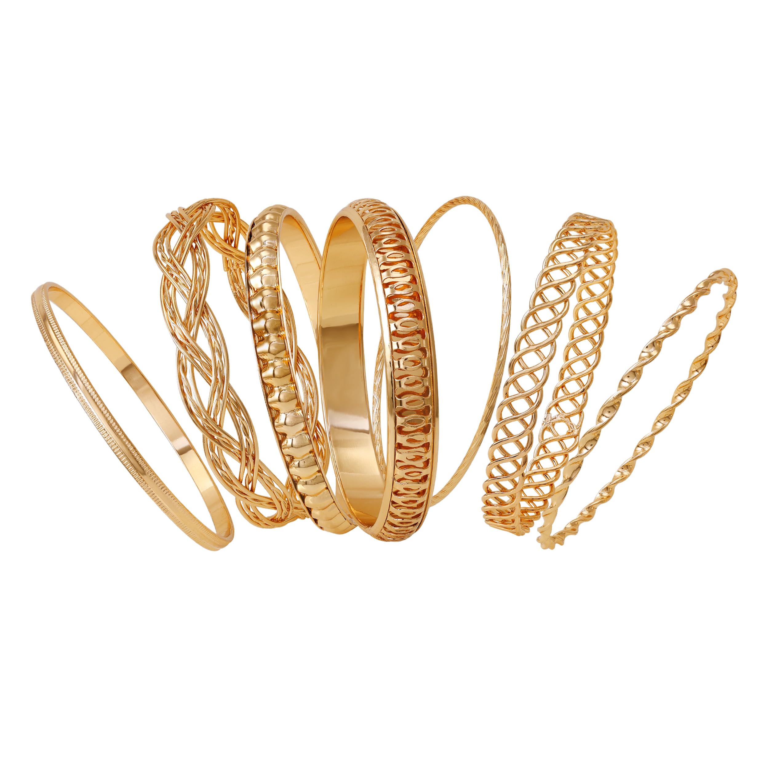 GUESS "Basic" Gold 7 Piece Mixed Bangle Bracelet