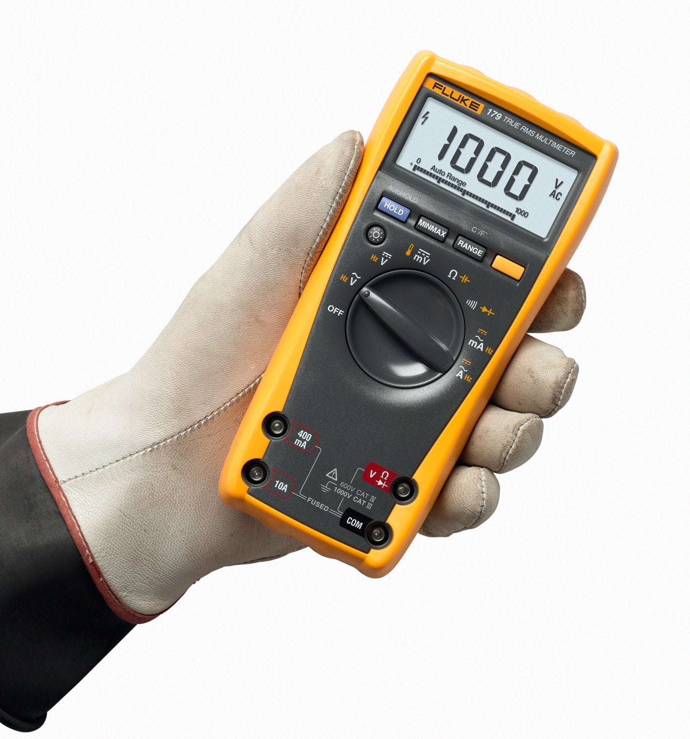 Fluke 179 Multimeter with Backlight, Includes Built-In Thermometer to Measure Temperature, Measures True-RMS AC Current and Voltage, Frequency, Capacitance, Resistance, Continuity and Diode