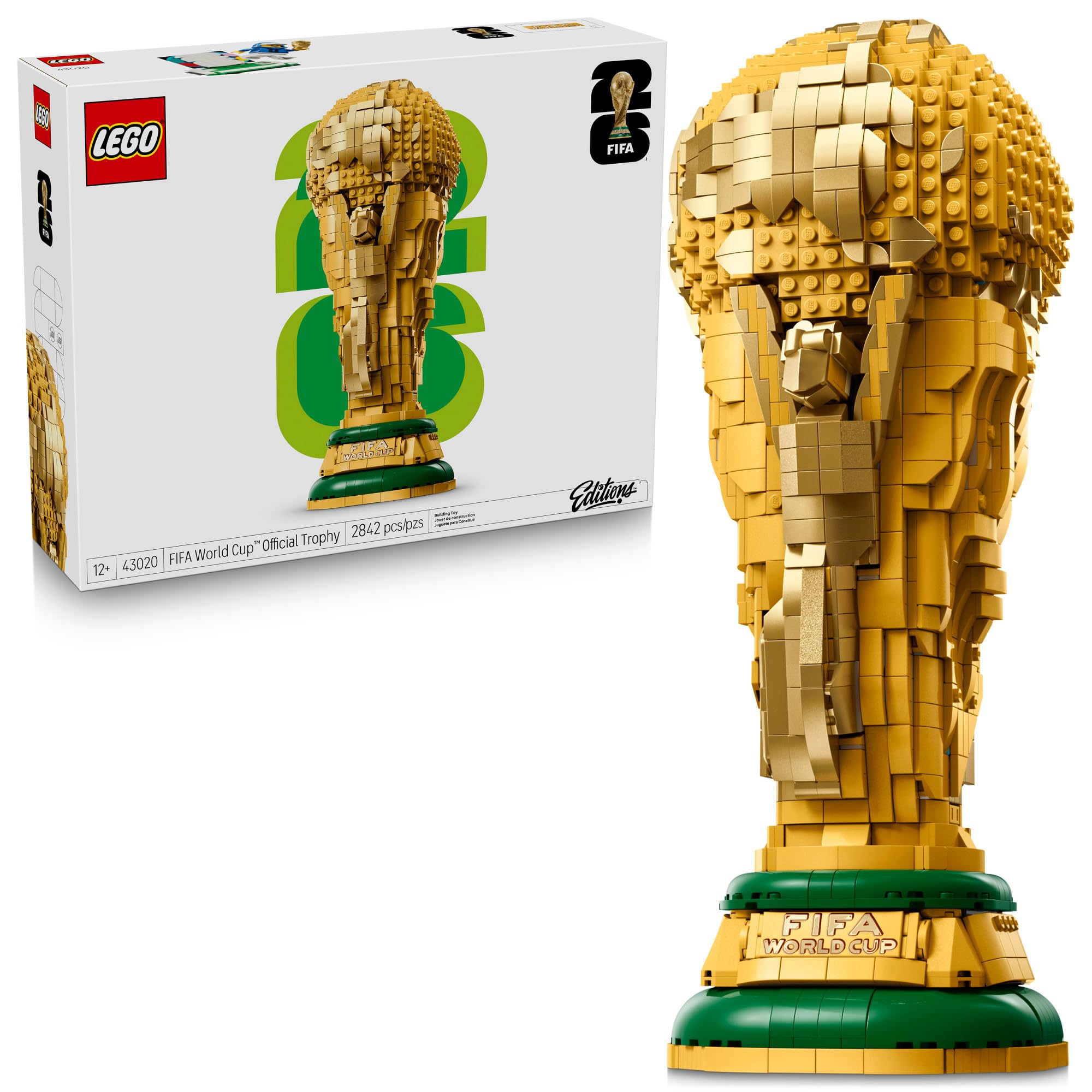 LEGO Editions FIFA World Cup Official Trophy Building Set - Kit for Display in Bedroom, Home Office, Book Shelf - Soccer Fans Collectible - with World Cup 2026 Minifigure - Gift for Fans - 43020