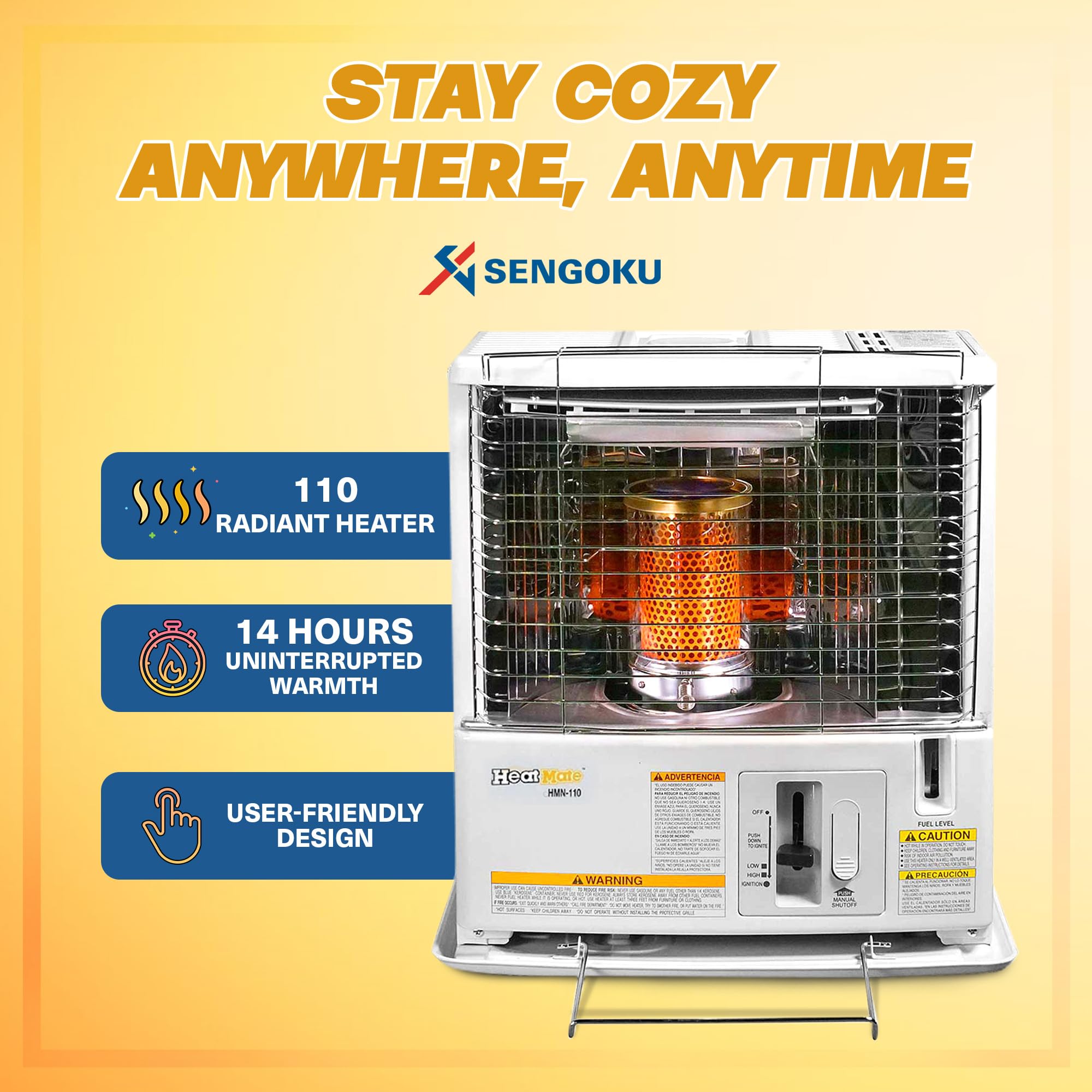 Sengoku HeatMate Portable Kerosene Indoor Outdoor Space Heater for 400 sq. ft., 10,000 BTU