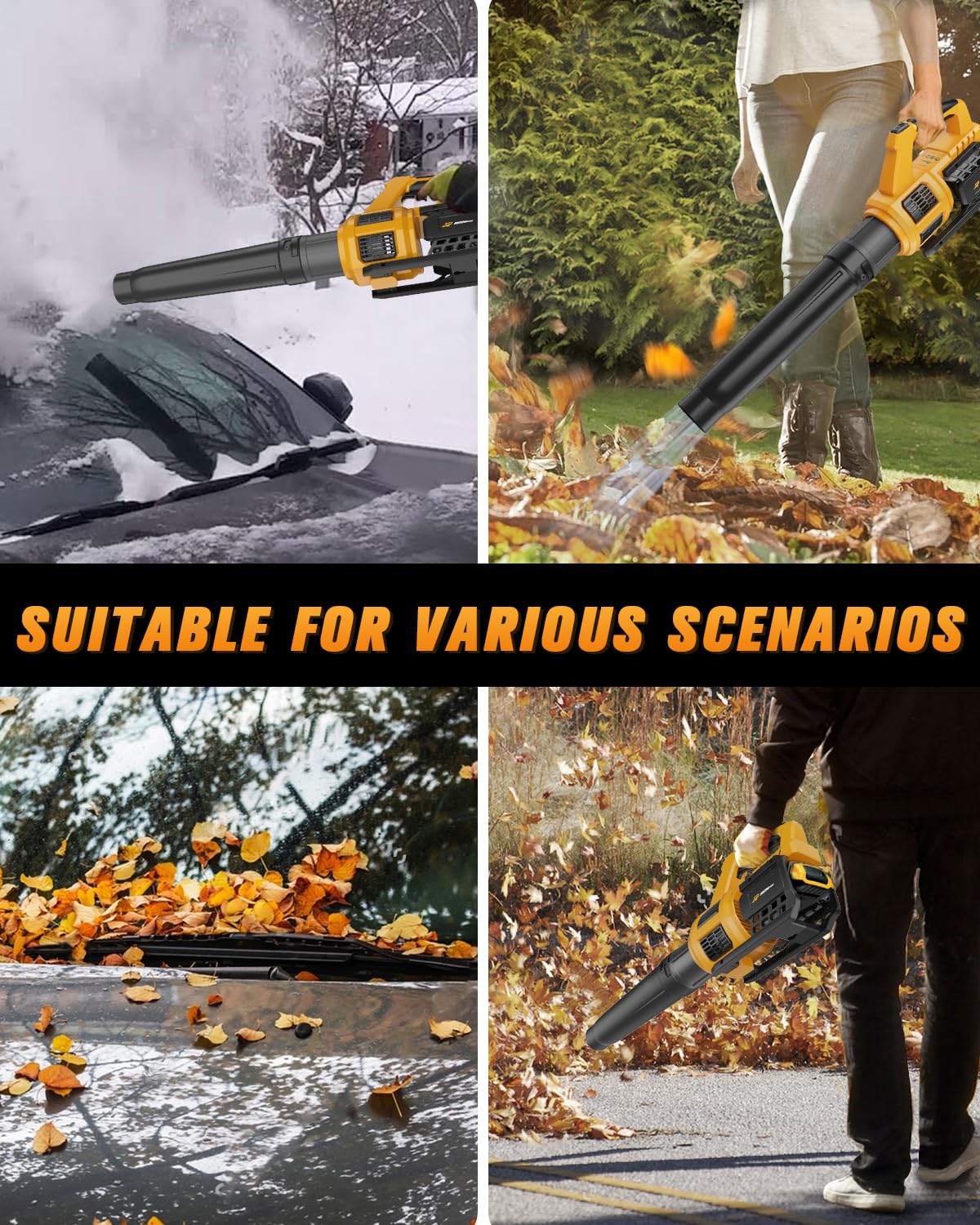 HEINPRO Cordless Leaf Blower Compatible with Dewalt 20V Max Battery(No Battery) 400CFM Electric Leaf Blower Cordless, Variable Speed, Turbo Mode, Battery Powered Leaf Blowers for Lawn Care,Yard
