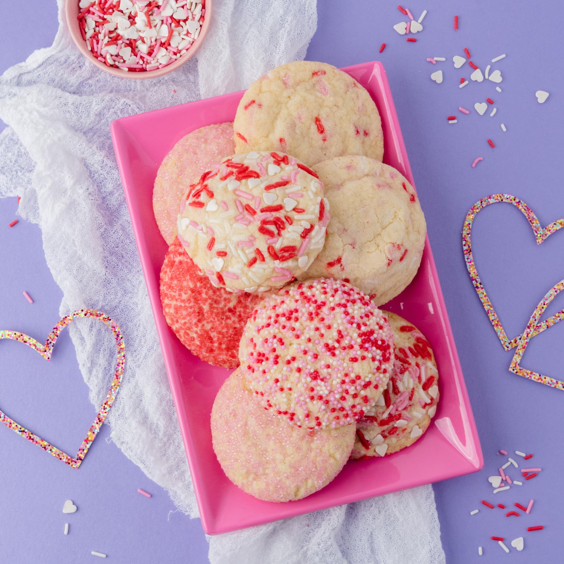 Sweets Indeed Heart Sprinkles, Valentines Day, Edible Sprinkle Mix, Heart Shapes, Jimmies, Perfect for Cake Decorations, Baking, Ice Cream, Cookies, Cupcake Topper, 6.45 ounces (Sweetheart 6 Cell)