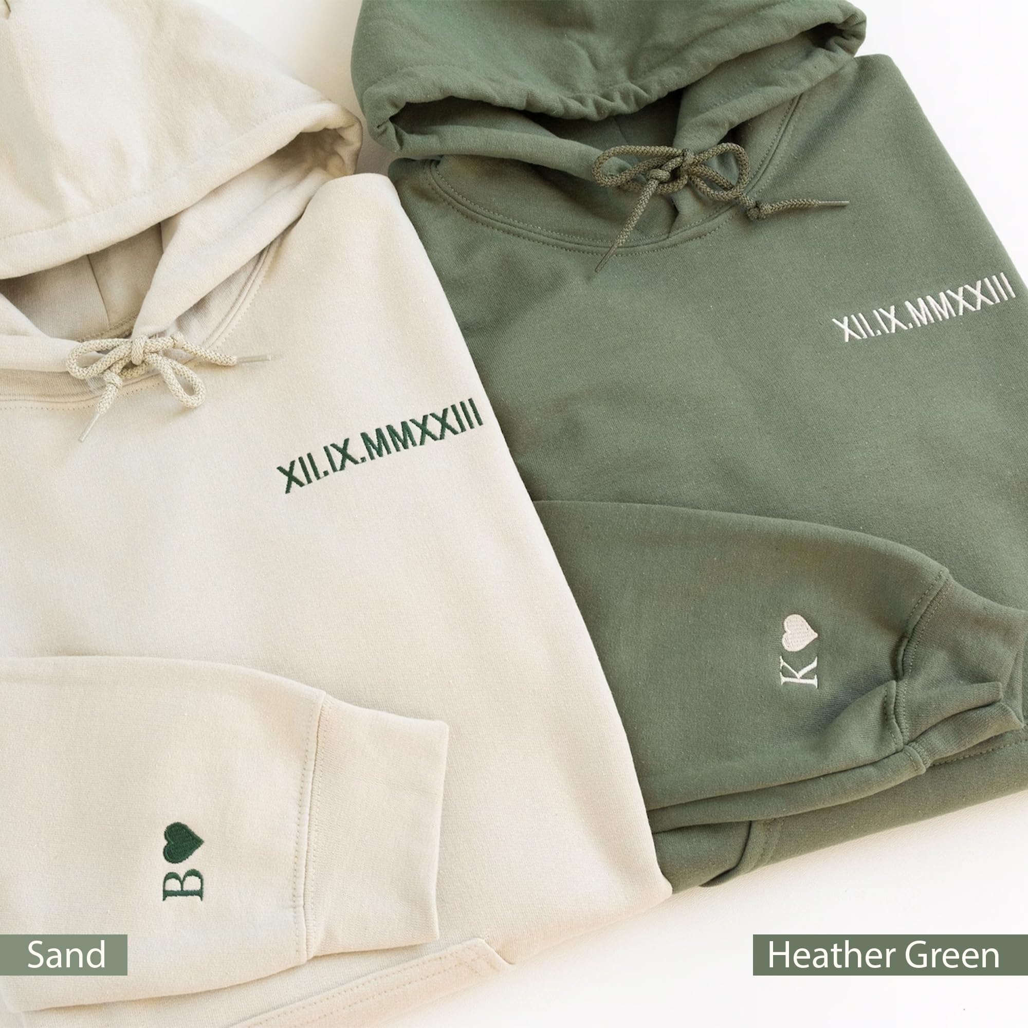 Custom Embroidered Roman Numeral Date Couple's Sweatshirt & Hoodie, Matching Hoodies for Couples, Custom Embroidered Sweatshirt, Anniversary, Engagements, Valentine's Day Gifts