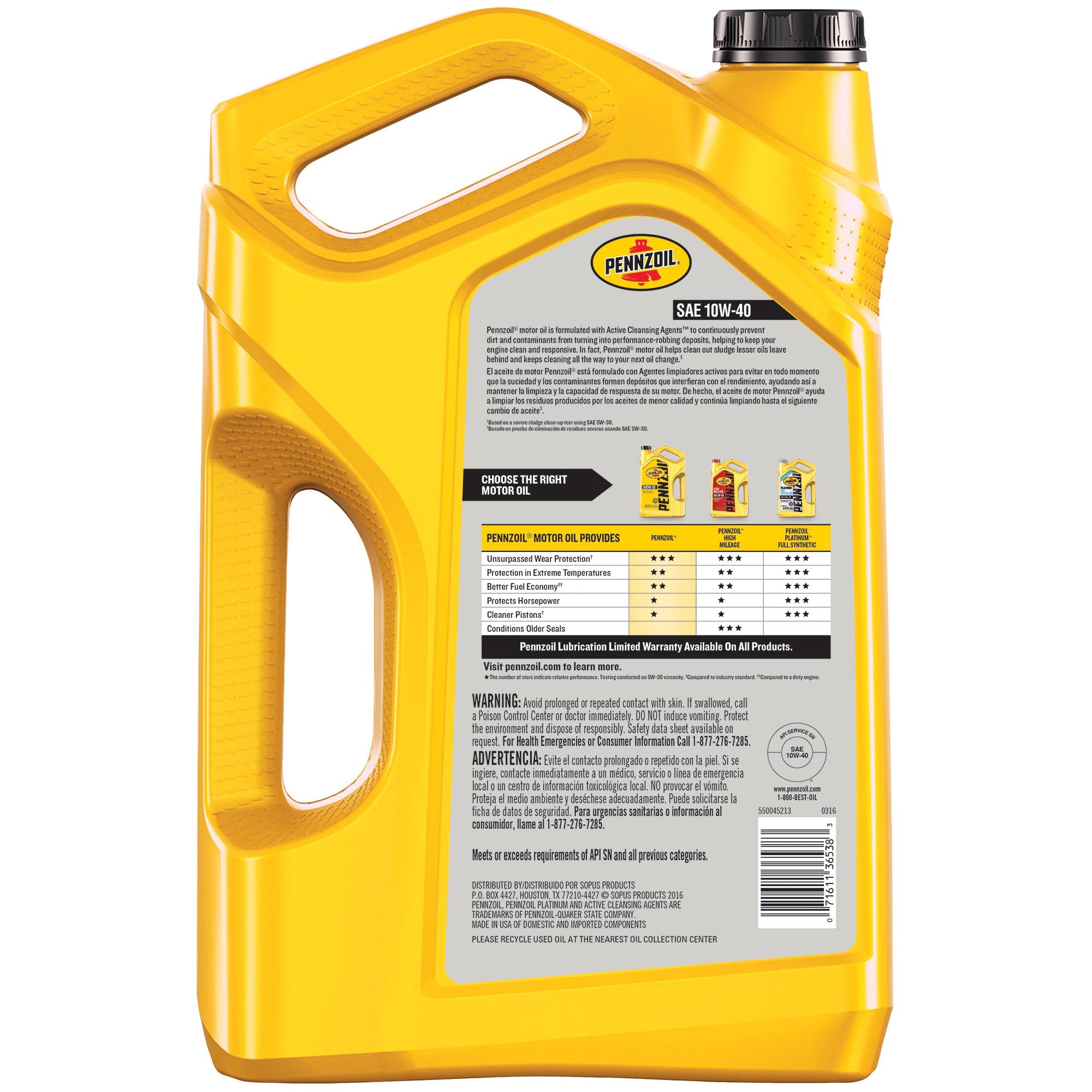 Pennzoil Conventional 10W-40 Motor Oil (5-Quart, Single)