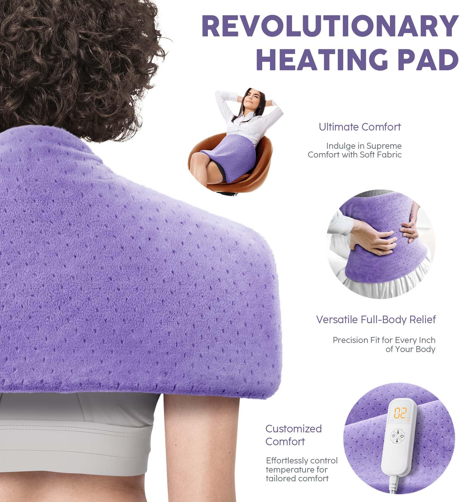 Electric Heating Pad for Back Pain & Cramps - Gifts for Women, Men, Mom, Dad, Christmas, Mothers Day, Fathers Day - Soft Machine Wash Fabric, Auto Shut Off, Moist Heat for Neck, Shoulder, Knee, Leg