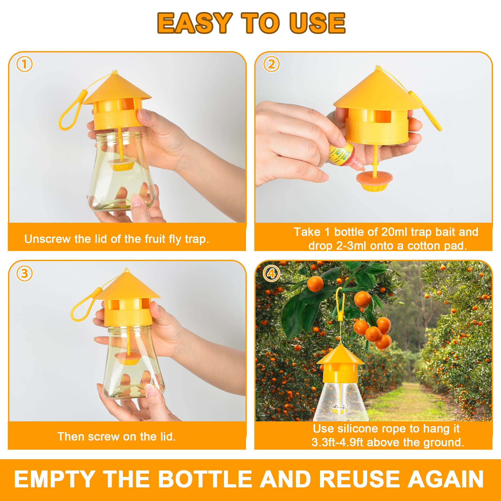 Simashts Fruit Fly Trap Bait Refill for Outdoor Vegetable Garden, Orchards Use (Not for Kitchen)