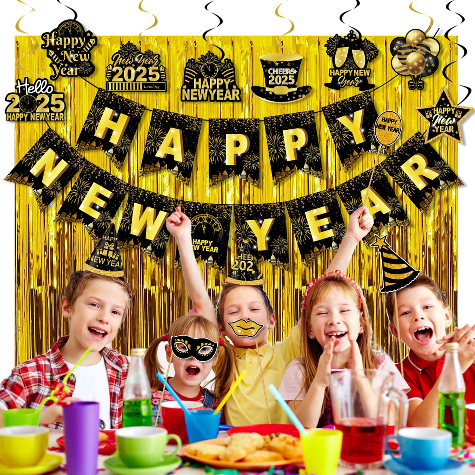 Happy New Years Decorations 2025, New Years Eve Party Supplies 2025, NYE Decorations, New Years Eve Decorations Include New year Balloons Banner