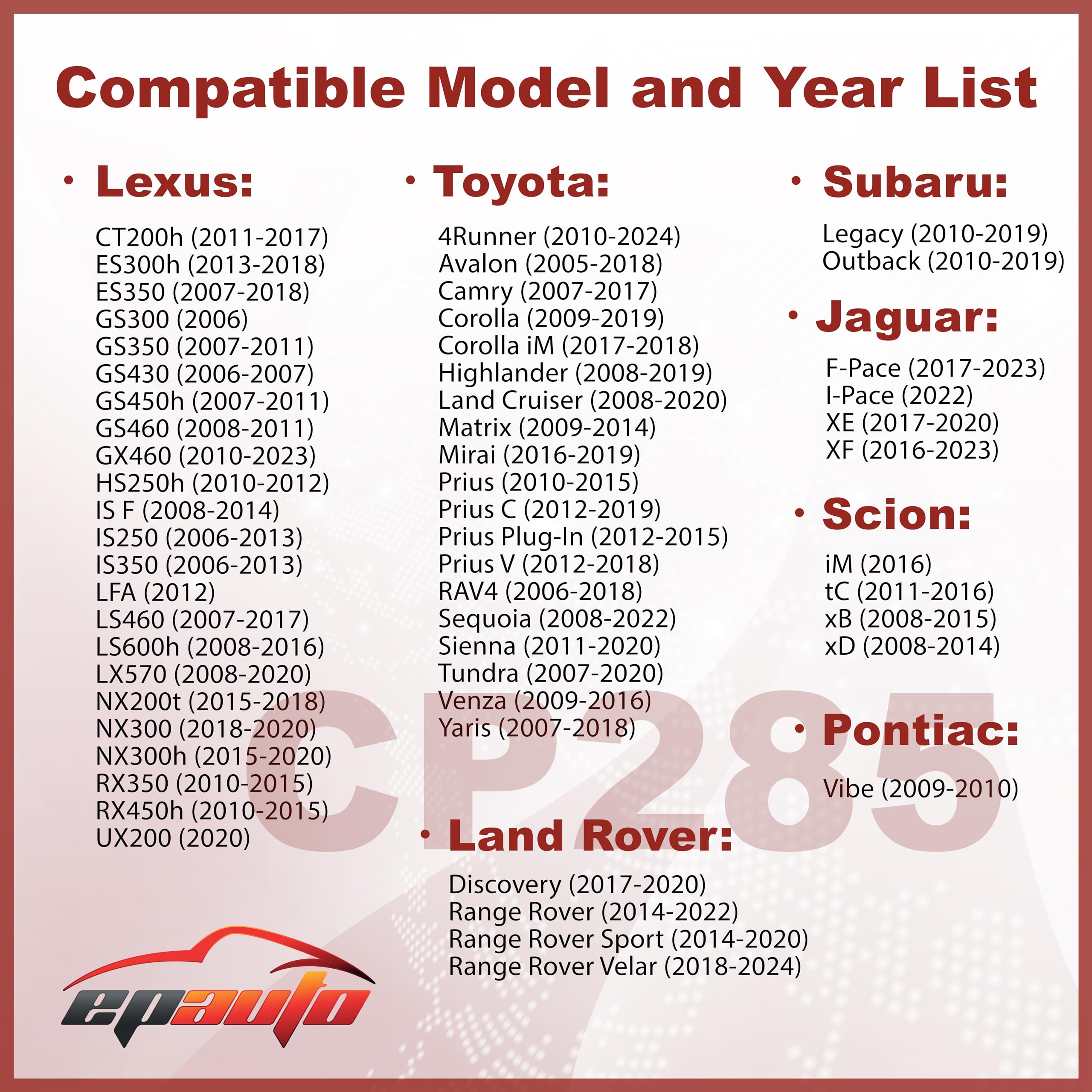 EPAuto CP285 (CF10285) Premium Cabin Air Filter includes Activated Carbon - 3 Pack