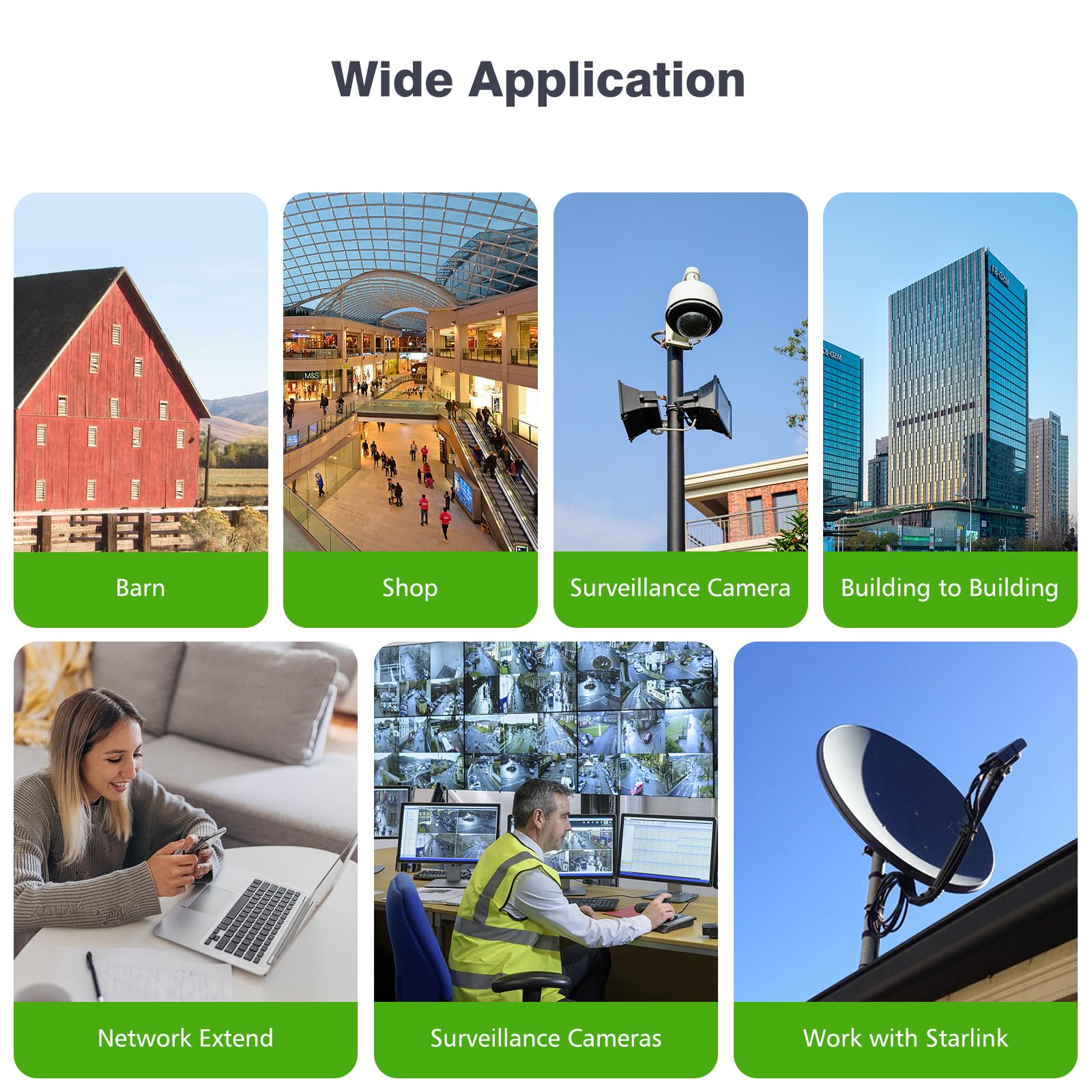 Wireless Bridge with 2 Bracket Mounts, 3KM 5.8G Point to Point Outdoor CPE, Adalov CPE660 Long Range WiFi Bridges for PtP/PtMP with 14DBi High Gain Antenna, PoE Adapter, 2 RJ45 Ethernet Port, 2 Pack