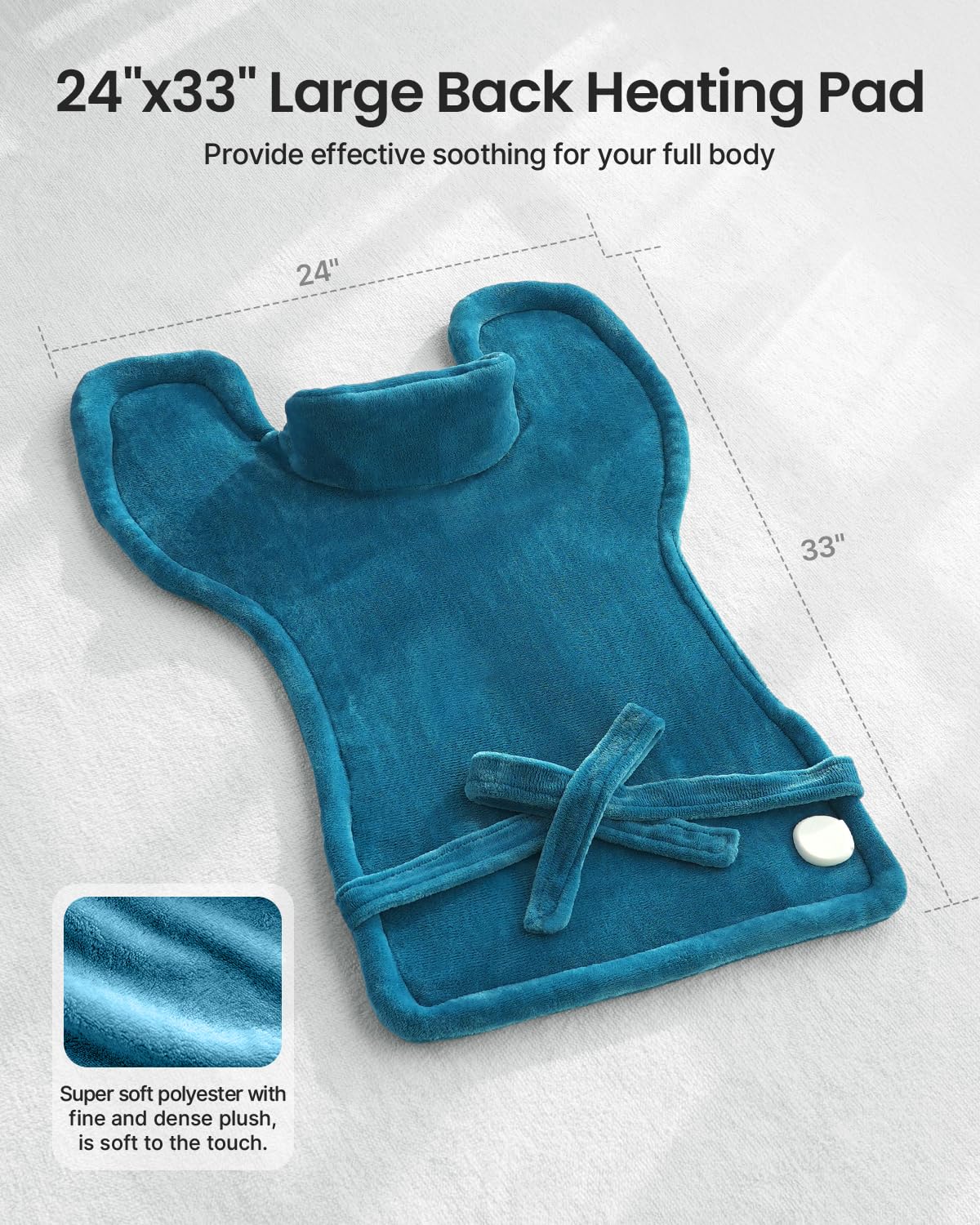 RENPHO Valentines Day & Birthday Women Men Mom Dad Gifts, Heating Pad for Neck and Shoulders and Back Pain Relie, FSA HSA Eligible, 24"x33" Electric Heat Pad, Auto Shut Off, ETL Certified, Blue