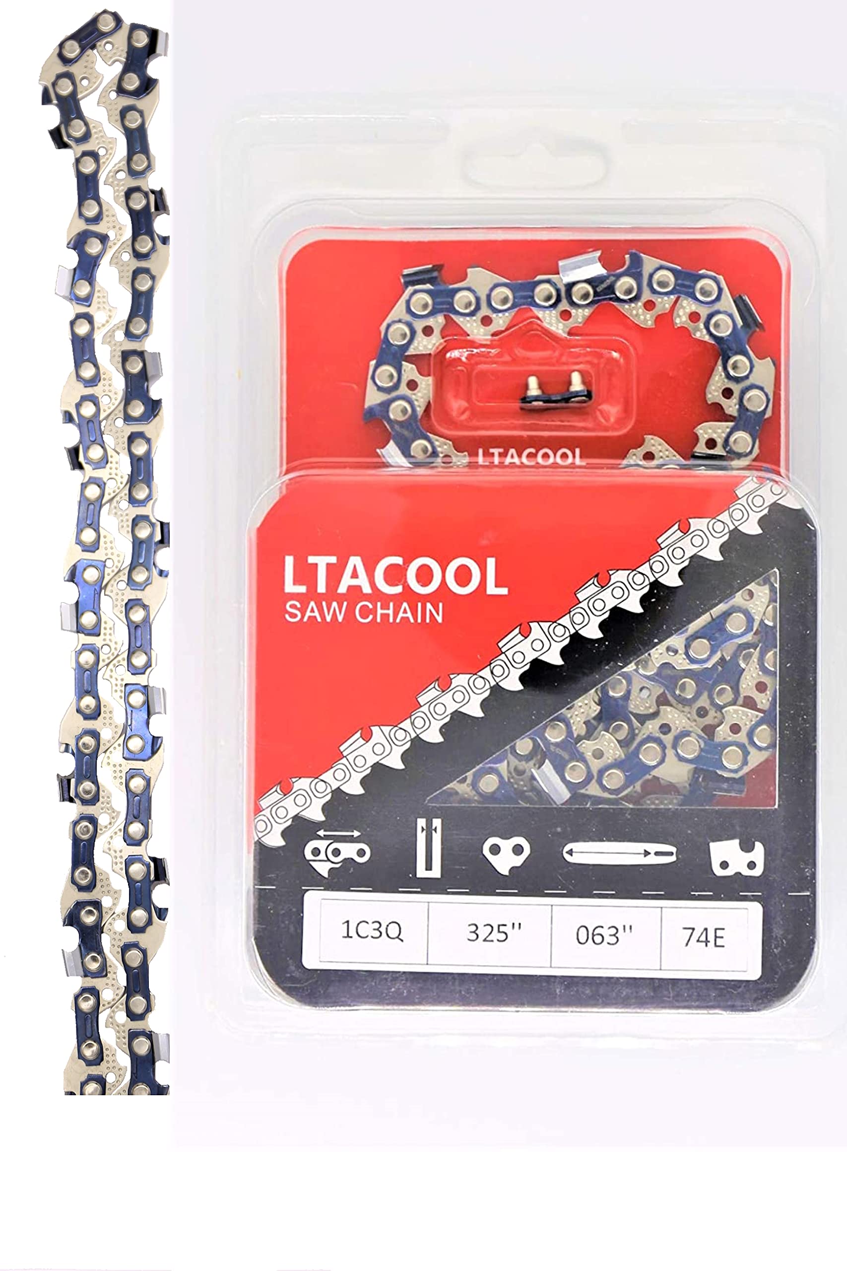 LTACOOL 18 Inch Chainsaw Chain 0.063 0.325 74DL Compatible with Stihl 26RM3 74 MS260 MS261 MS270 MS280 MS290 MS360 MS361 MS380; TriLink CL26374TL2 ; Oregon 22BPX074G L74; Husq. H28-74