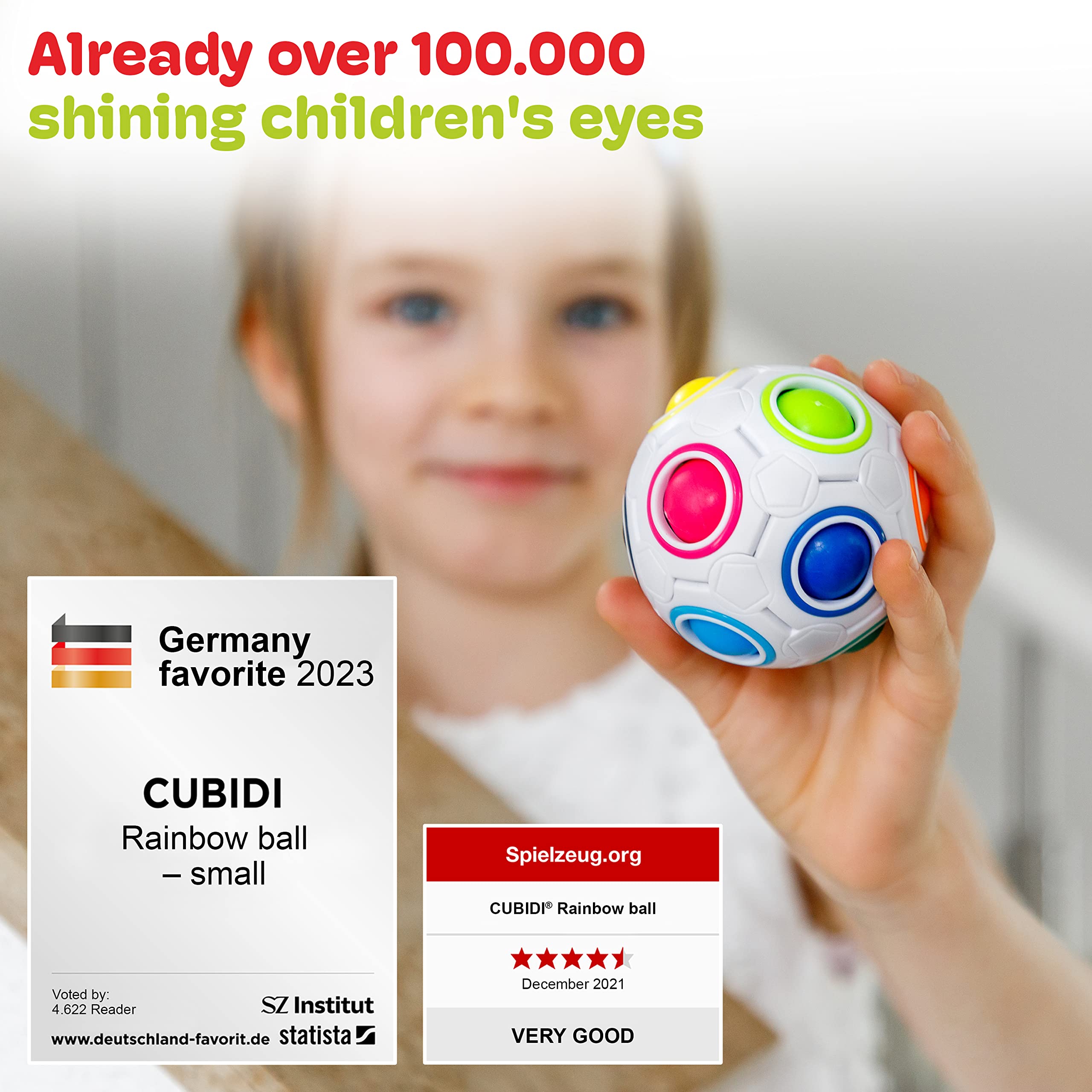 CUBIDI® Original Rainbow Puzzle Ball I Brain Teasers for Kids Ages 6-10 I for Boys and Girls 6+ Years I Travel Toy for Children | Fidget Ball Magic Ball