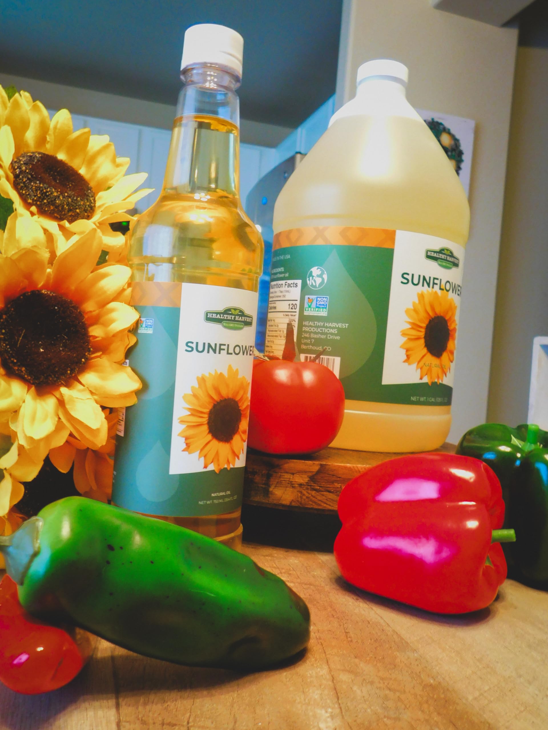Healthy Harvest Non-GMO Sunflower Oil - Healthy Cooking Oil for Cooking, Baking, Frying & More - Naturally Processed to Retain Natural Antioxidants (One Gallon)