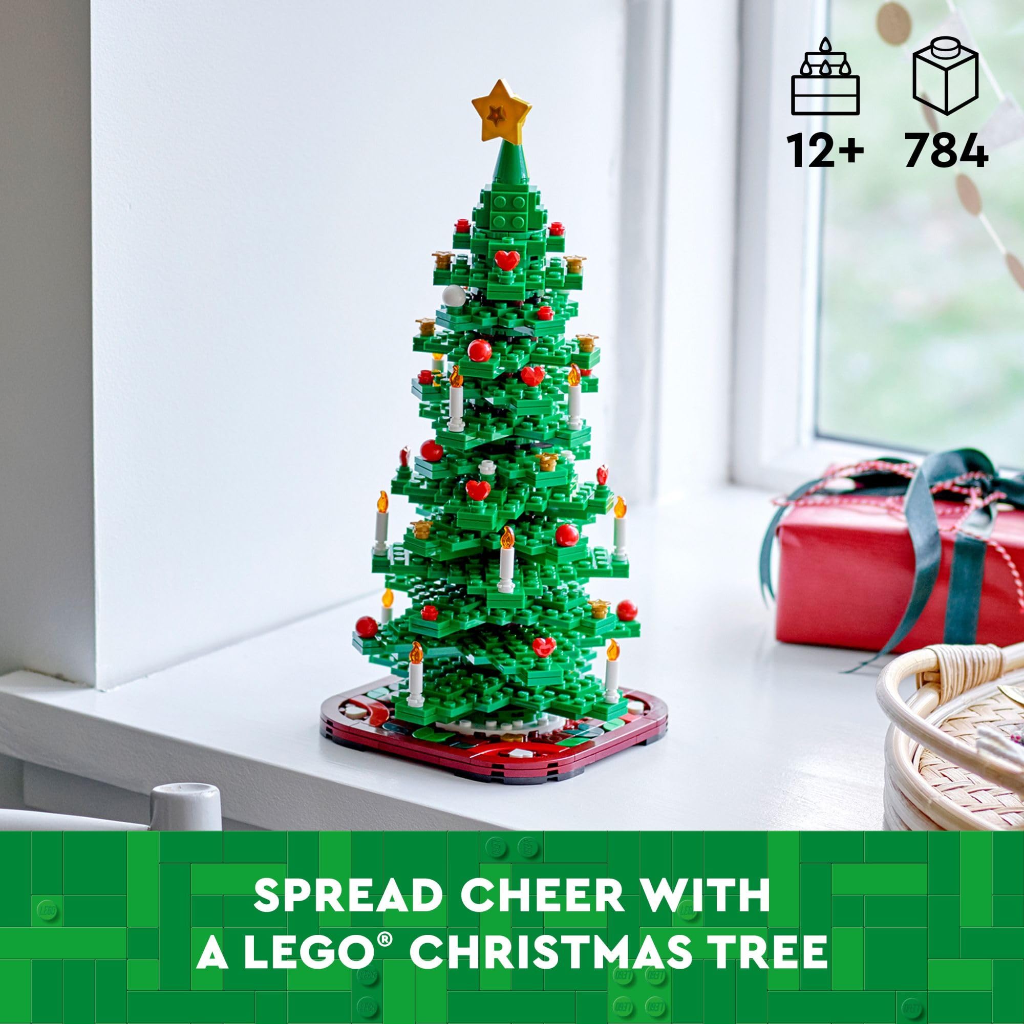 LEGO Christmas Tree Toy Building Set for Kids, Collectible Holiday Home Decor, Tabletop Christmas Tree Gift, Festive Craft Project for Families to Build Together, 2 Building Options in 1 Set, 40573