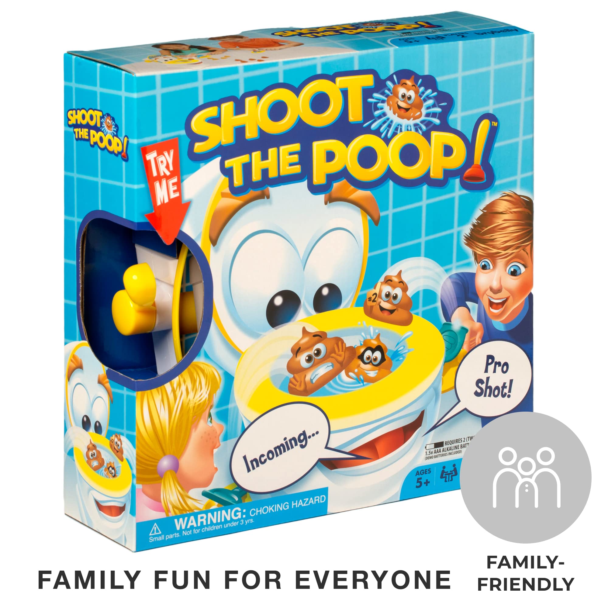 Brybelly The Original Shoot The Poop - Funny Family Game - Fast and Frenzied Flushing Poop Game with Fun Sounds for Kids (Shoot The Poop: Unicorn Edition)