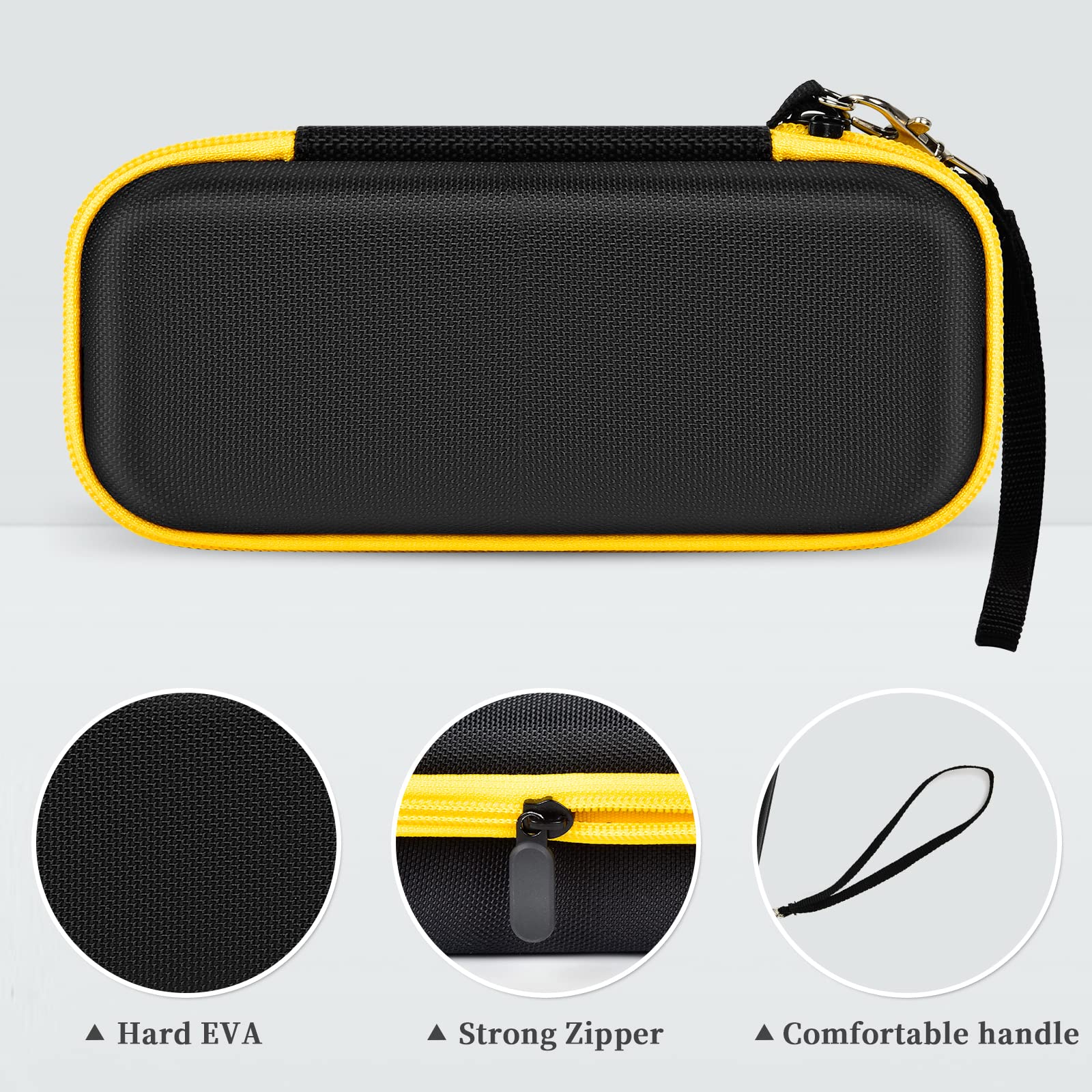 Case Compatible with Portable Air Pump, 120 PSI Air Compressor, Car Tire Inflator Storage Bag for USB Cable, Air House, Connector and Accessories (Box Only)-Black+Yellow Zipper