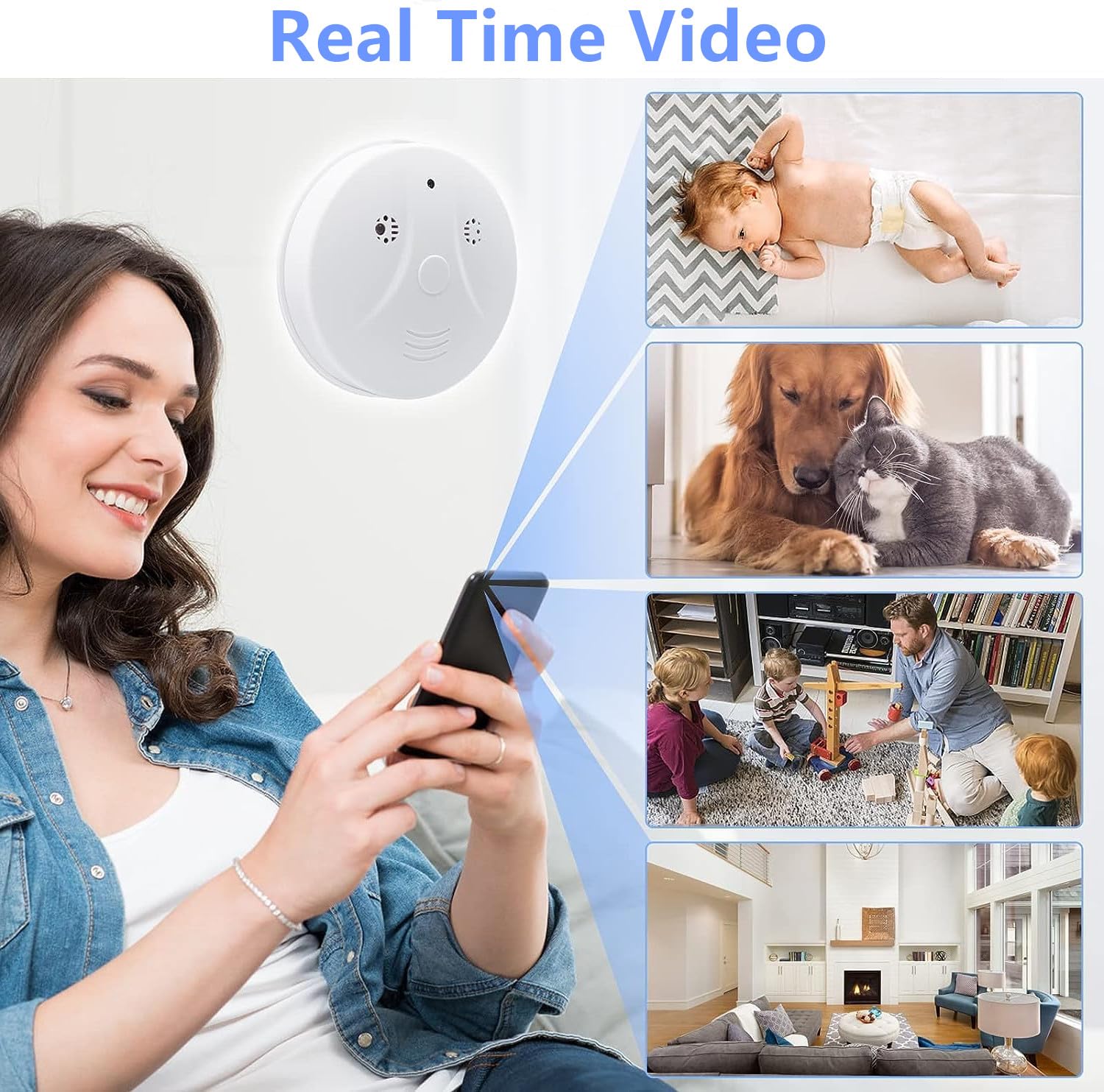 TANGMI Hidden Camera Smoke Detector Wireless WiFi Camera with Video 1080P HD Small Camera with Night Vision and Motion Detection Indoor Camera for Home Security