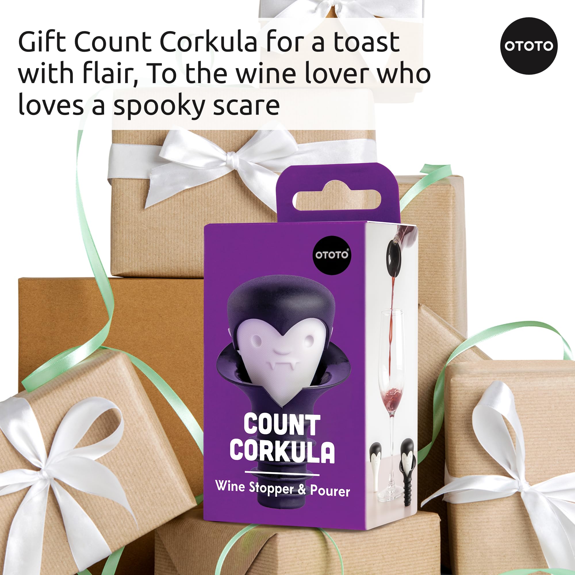 NEW!! Count Corkula by OTOTO - Halloween Gifts for Wine Lovers, Spooky Wine Bottle Stopper, Vampire Wine Accessories, Goth Accessories, Dracula Wine Corks Wine Stoppers Wine Gifts, Fun Kitchen Gadgets