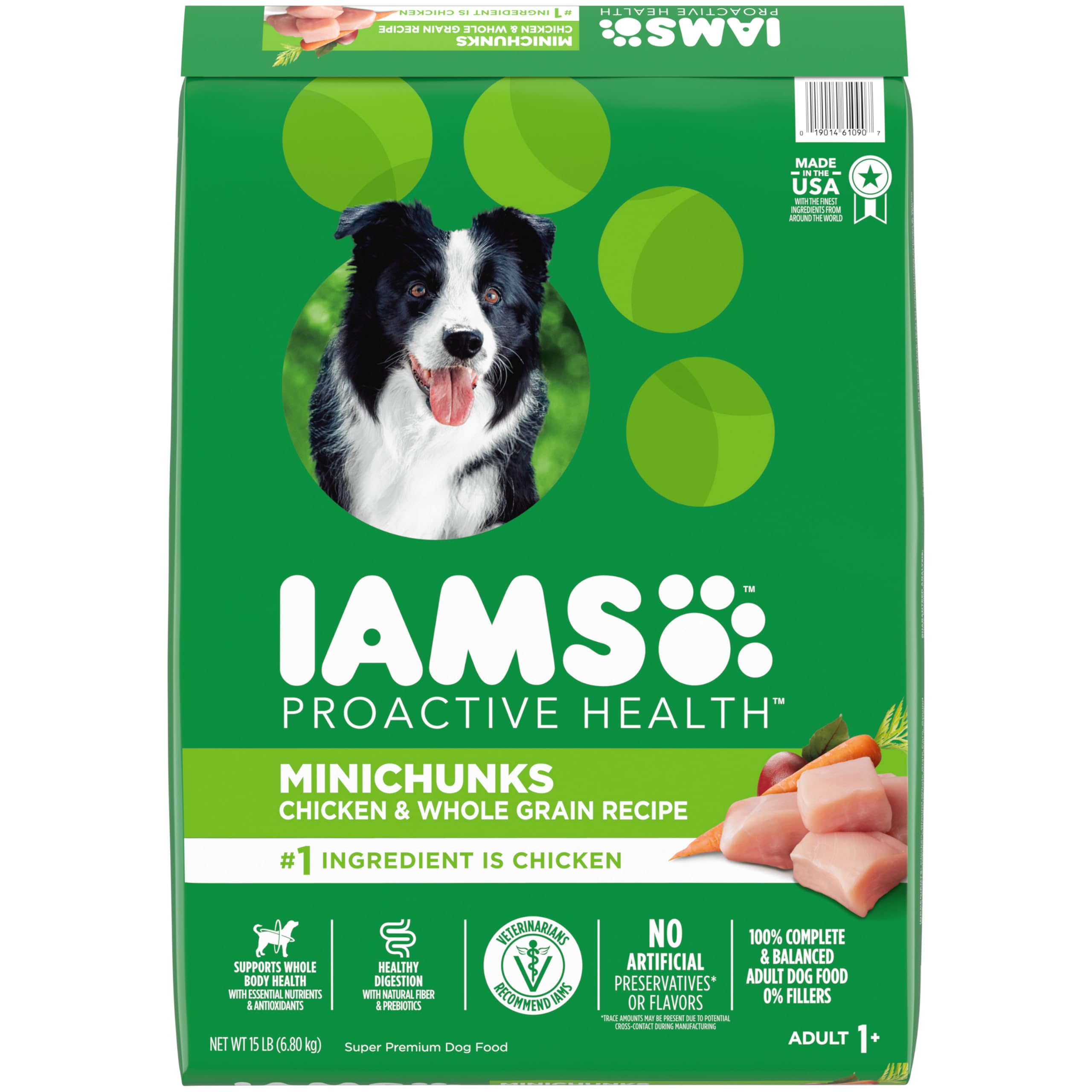 IAMS Proactive Health Minichunks Adult Dry Dog Food with Real Chicken and Whole Grains, 15 lb. Bag