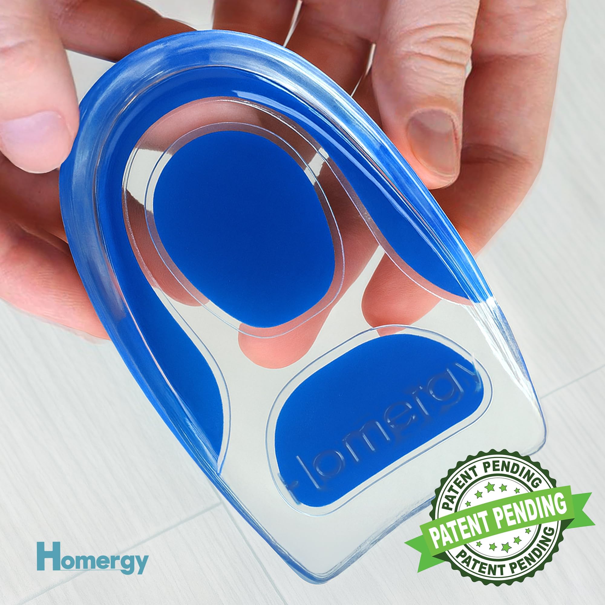 Advanced Heel Cups for Heel Pain Relief - Walk & Stand All Day in Comfort from Plantar Fasciitis, Achilles Tendonitis & Heel Spurs, Upgraded Gel Heel Inserts 2-Pack for Men & Women, Homergy