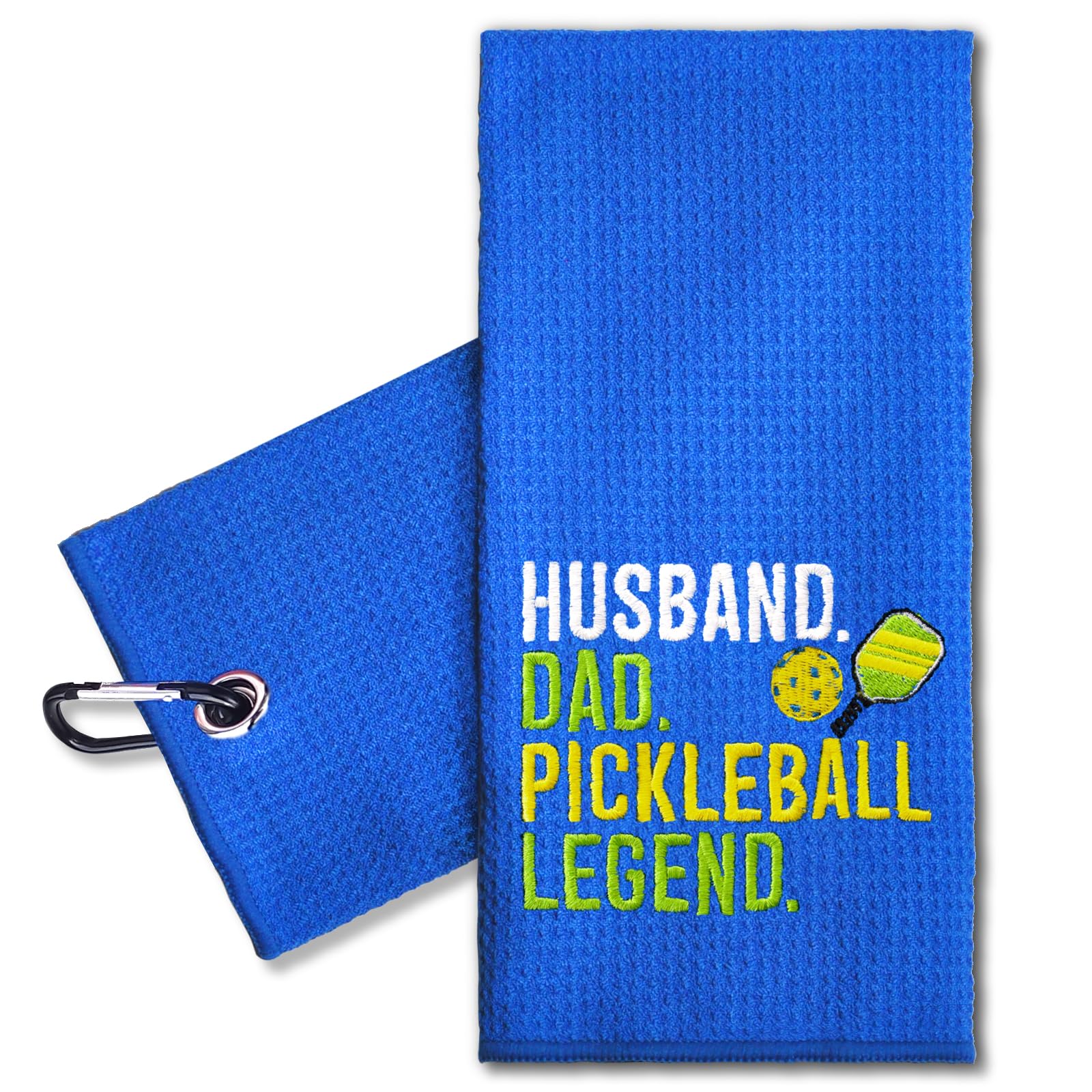 ERHACHAIJIA Husband Dad Pickleball Legend Embroidered Pickleball Sports Towel with Clip. Funny Pickleball Gifts for Men Dad Uncle Grandpa Pickleball Lover, Birthday Retirement