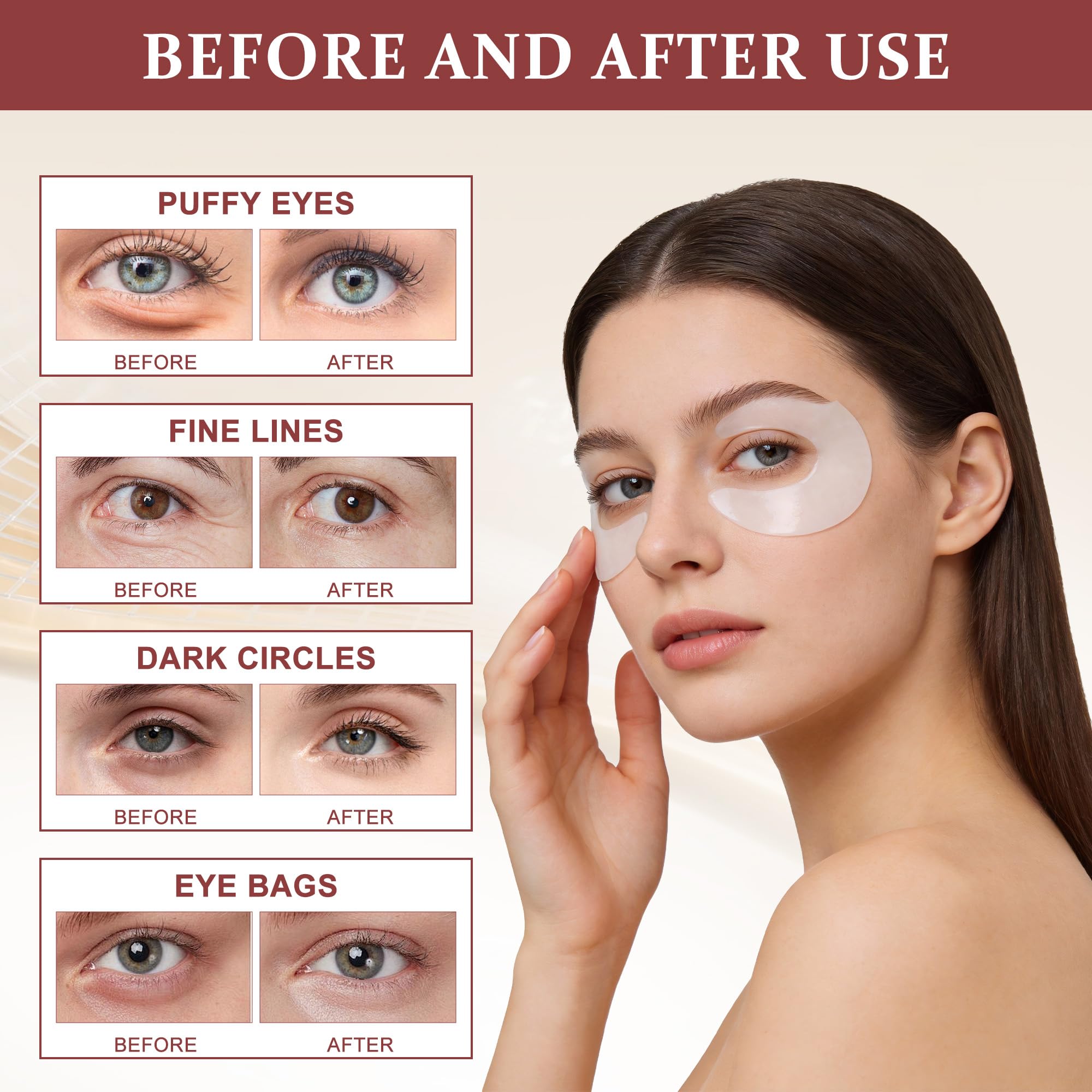 Ycz Under Eye Patches (60 ct) – Caffeine Eye Masks for Puffy Eyes, Dark Circles & Fine Lines, Hydrating Collagen Masks with Niacinamide for Depuffing, Anti-Aging 360° Full Eye Care, Gifts for Women