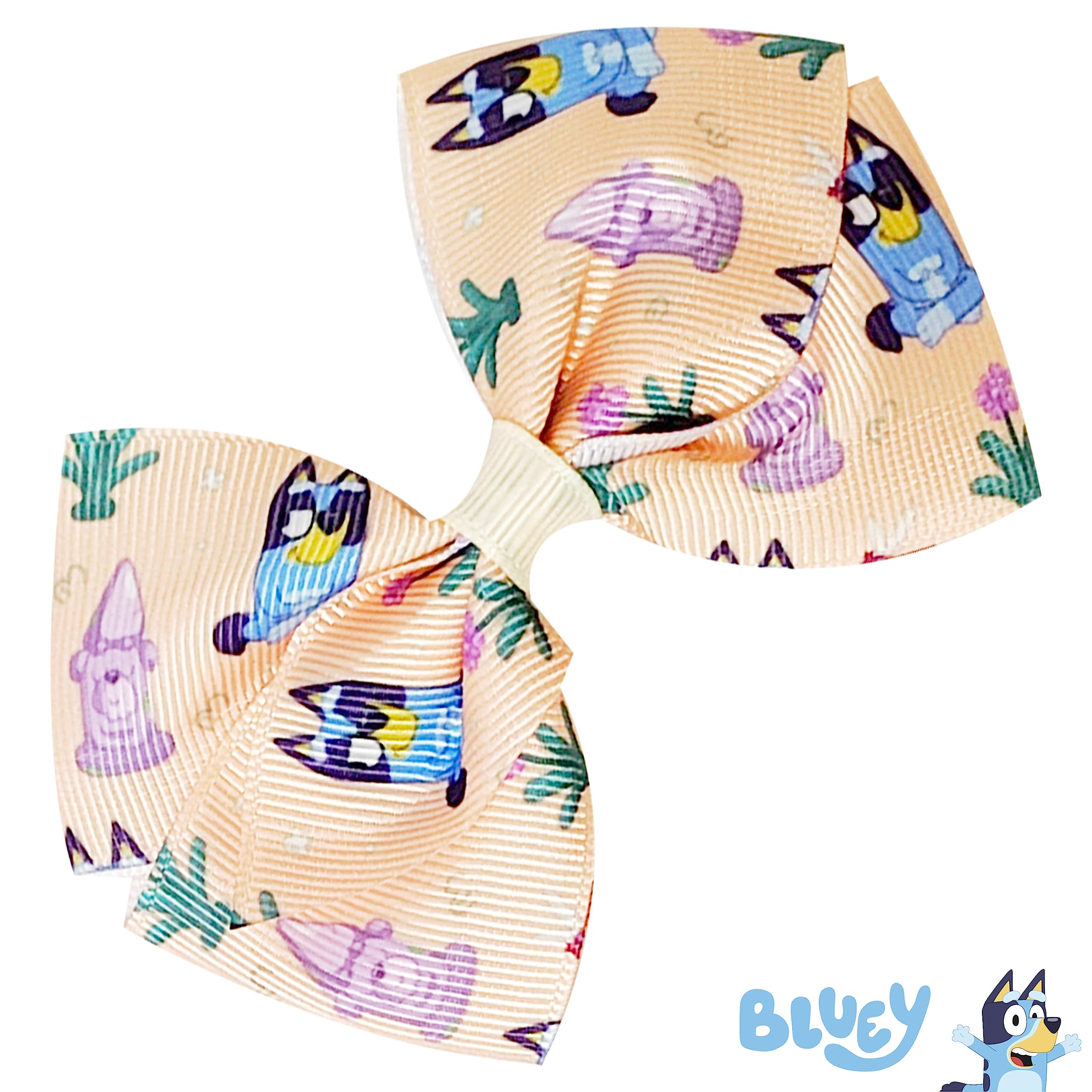 Bluey Kids Hair Bows - Hair Accessories Gift Set- 7 Pcs 4 Inch Bow Bundle- for Girls- Different print on each clip- Alligator Clip- Ages 3 +