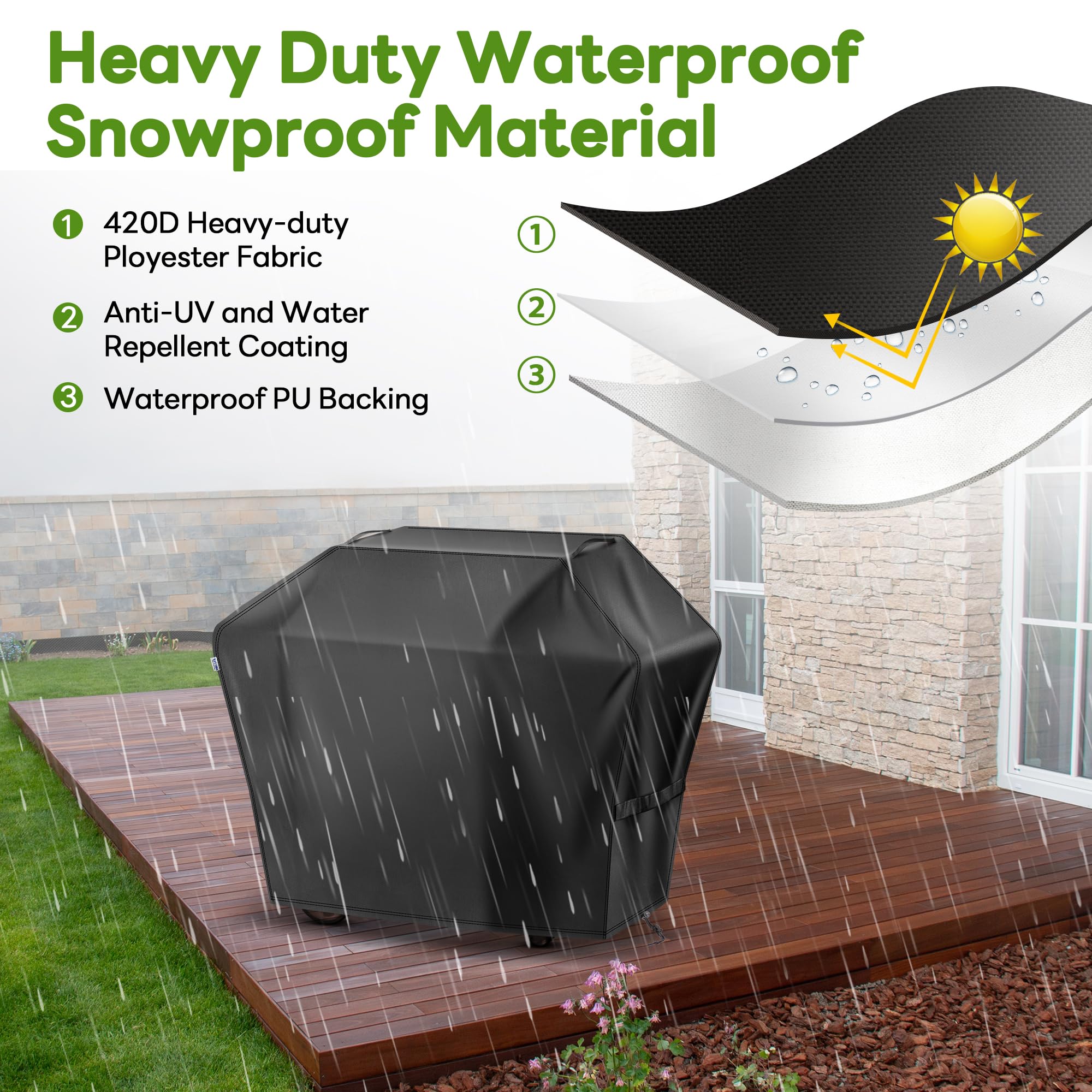 Mepple Grill Cover 60 Inch for Outdoor Gas BBQ Grill,Waterproof Fade Resistant Anti-UV Barbecue Grill Cover & Weather Protection BBQ Cover for Griddle Outdoor,Compatible with Weber Nexgrill Char-broil