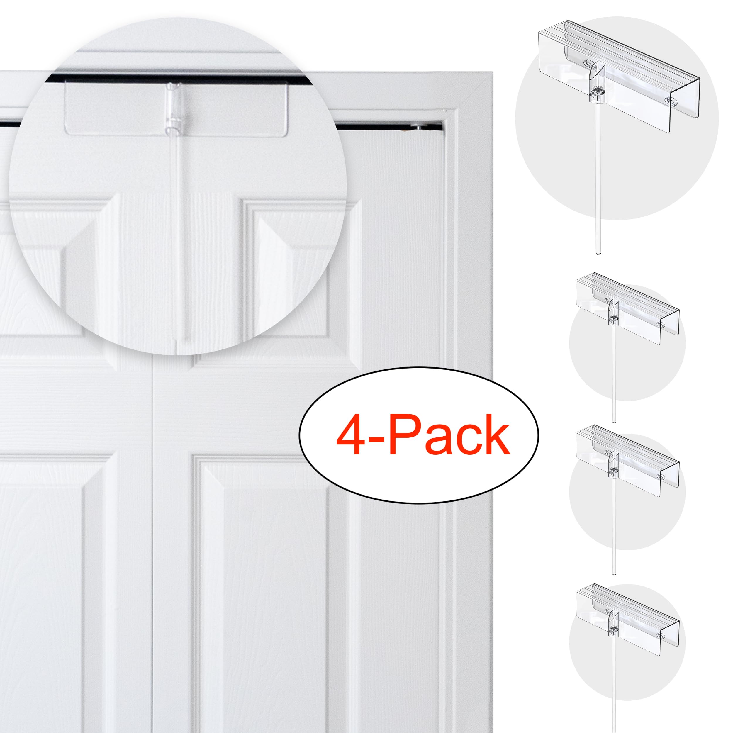 (4- Pack) - Safety Innovations Bi-fold Door Lock - Closet Protection Child and Pet Proof Bi-fold Door Lock - Tool-Free Installation - Unbreakable Clear Polycarbonate - for 1 3/8" Thick Wood Doors