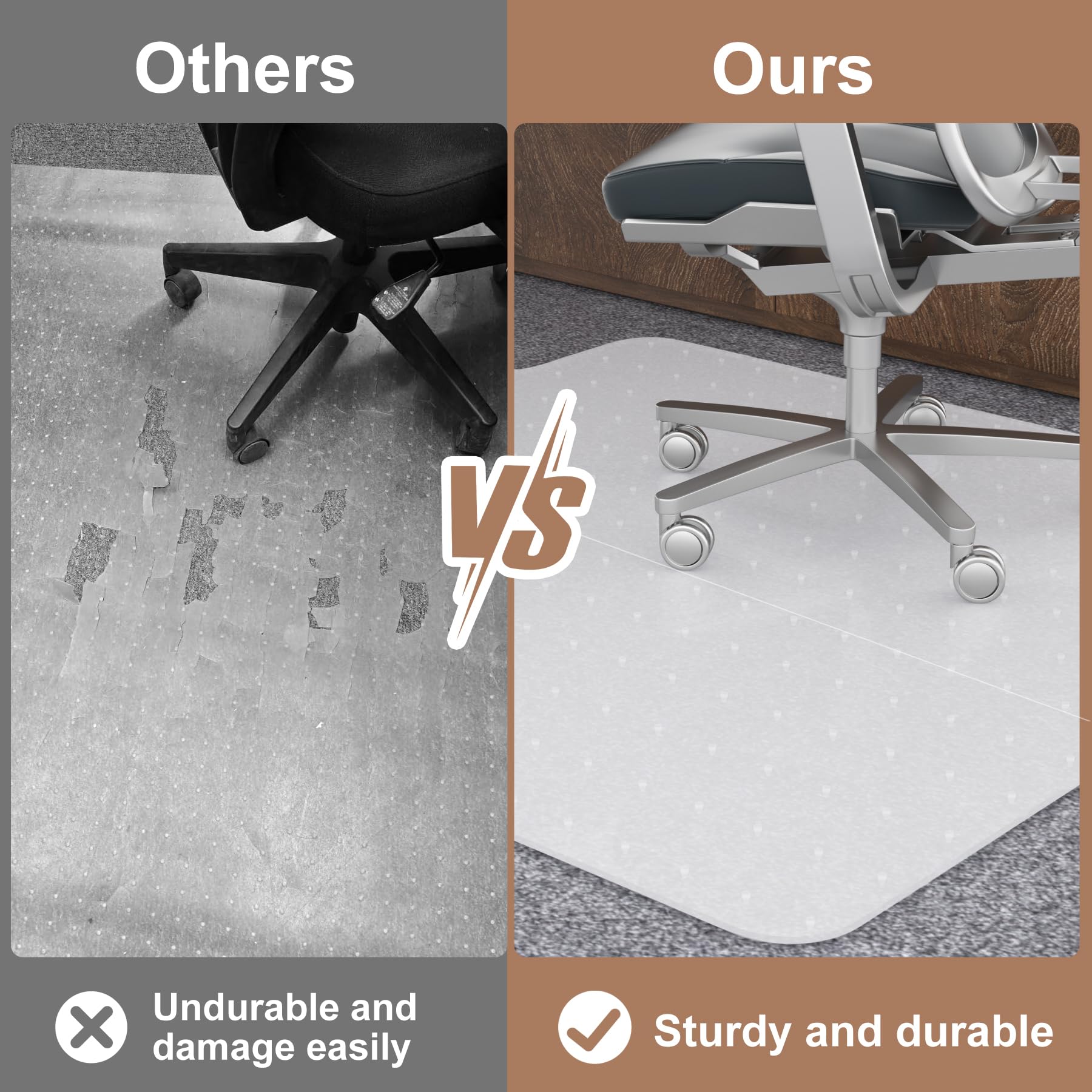 FOYKUED Foldable Office Chair Mat for Carpet with Lip (36x48, PP, Milk White)