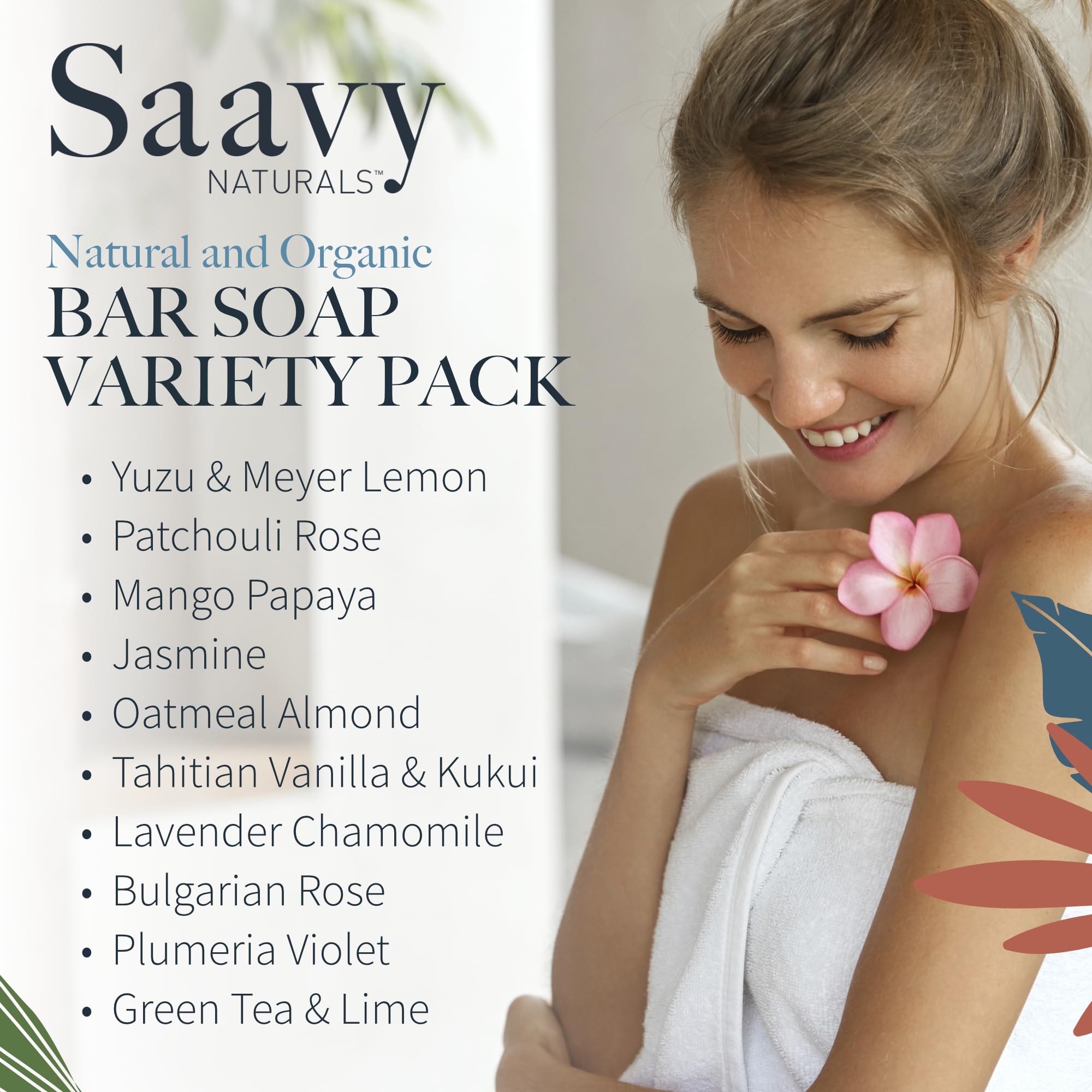 Saavy Naturals Organic Soap Bar Set, Scented Organic Hand Soap Bar, Body Wash and Natural Vegan Soap Gift Set, Square Shaped Artisan Natural Soap Bar, 1.2 Oz, 10 Pack. Made in the USA