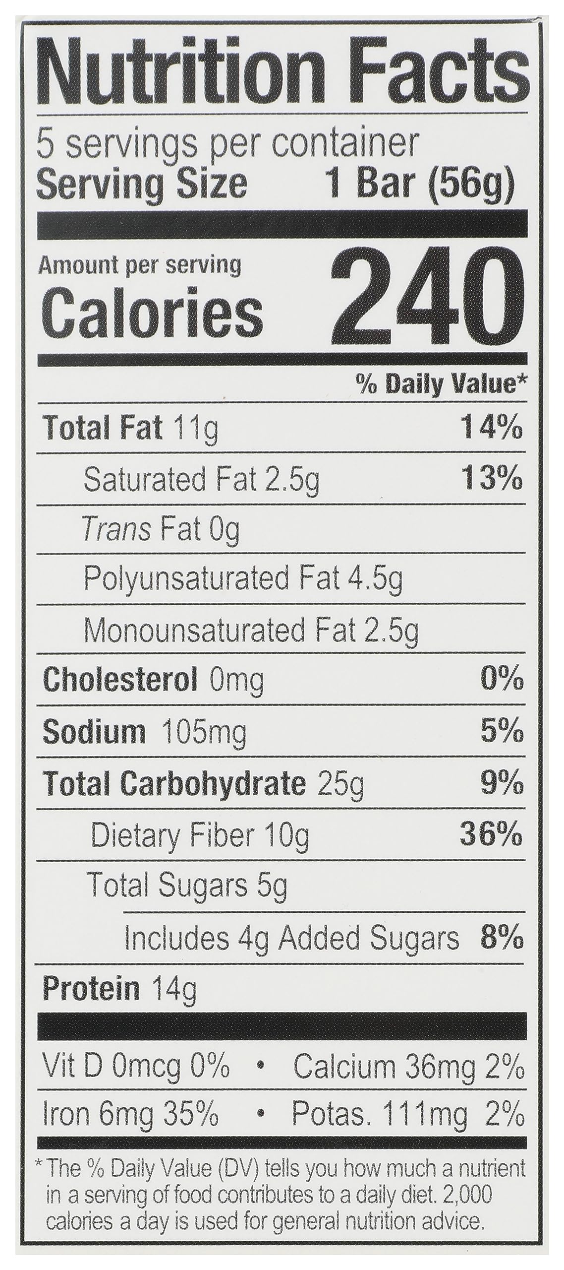 ALOHA Organic Plant Based Protein Bars, Chocolate Chip Cookie Dough, 1.98-Ounce Bars, (Pack of 5)