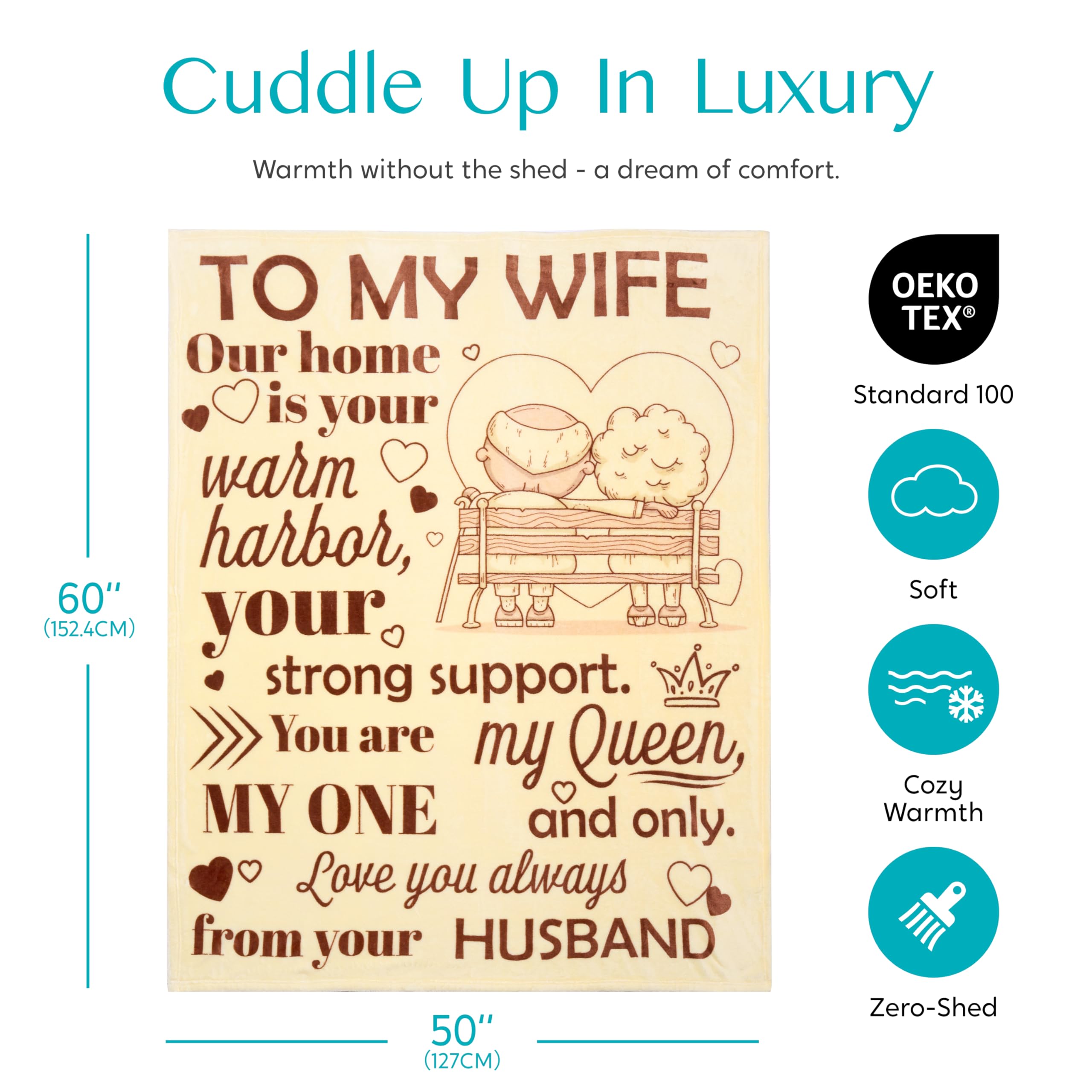 Joiedomi Blanket Gift for Wife - to My Wife Blanket from Husband - Anniversary Wedding Gift for Her - Mothers Day Christmas Birthday Valentines Throw Blanket Gift Idea 50" x 60"