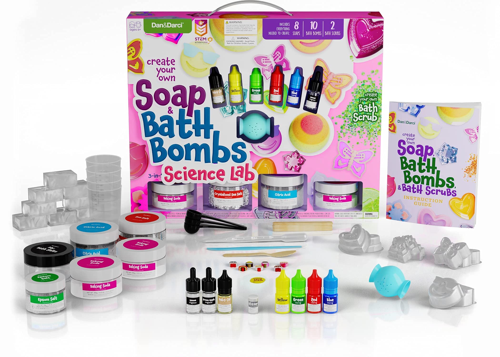 Dan&Darci Soap & Bath Bomb Making Kit for Kids, 3-in-1 Spa Science Kit, Easter Craft Gifts for Girls & Boys Age 6-12 Year Old Girl Crafts Kits : DIY Experiment Toys, Craft Gift for Kids Ages