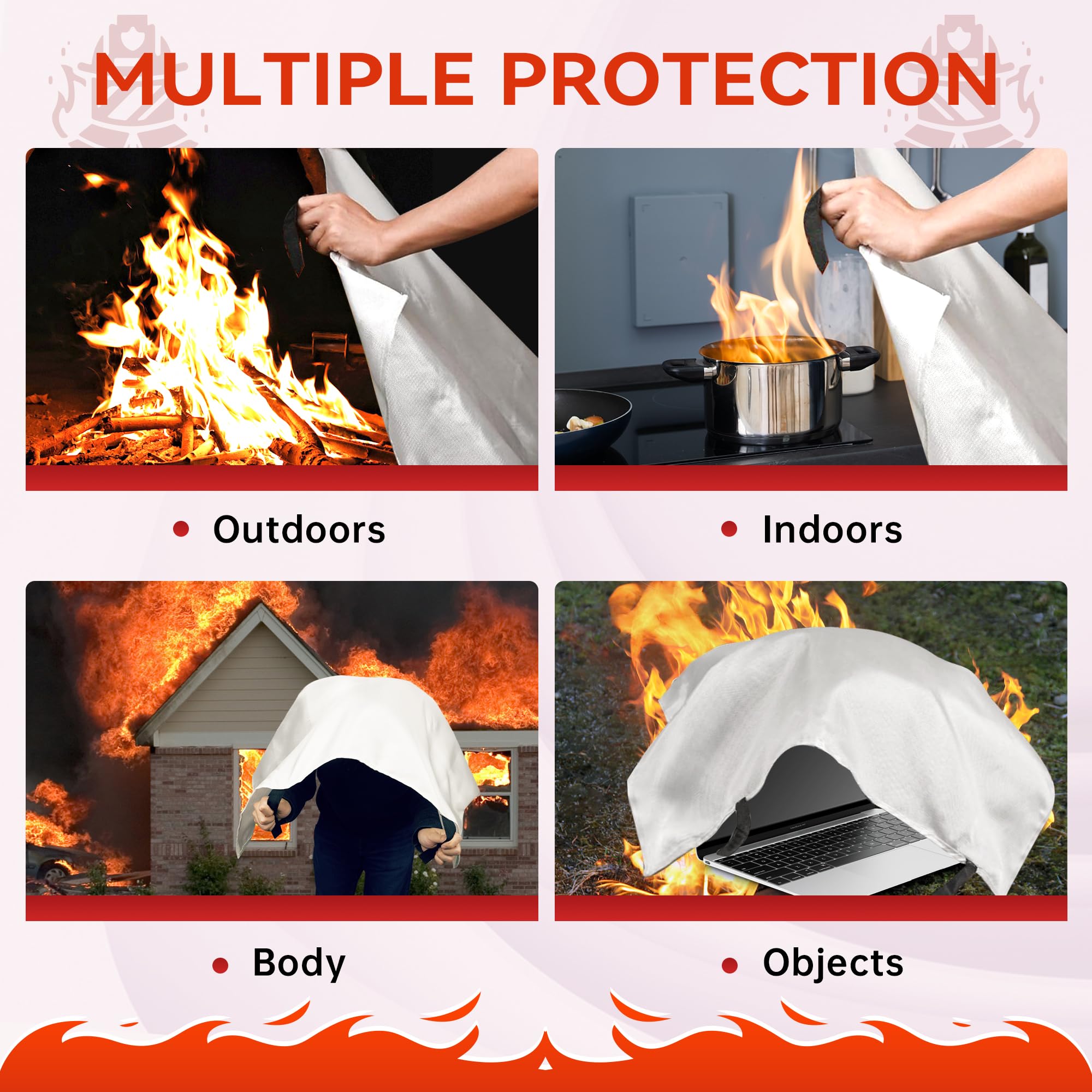 NEXCOVER Emergency Fire Blanket - Fire Blankets Emergency for Home, Flame Retardant Blanket,Fire Blanket for Home and Kitchen,Flame Suppression Fiberglass Fire Blanket for Fireplace, Grill, Car, BBQ