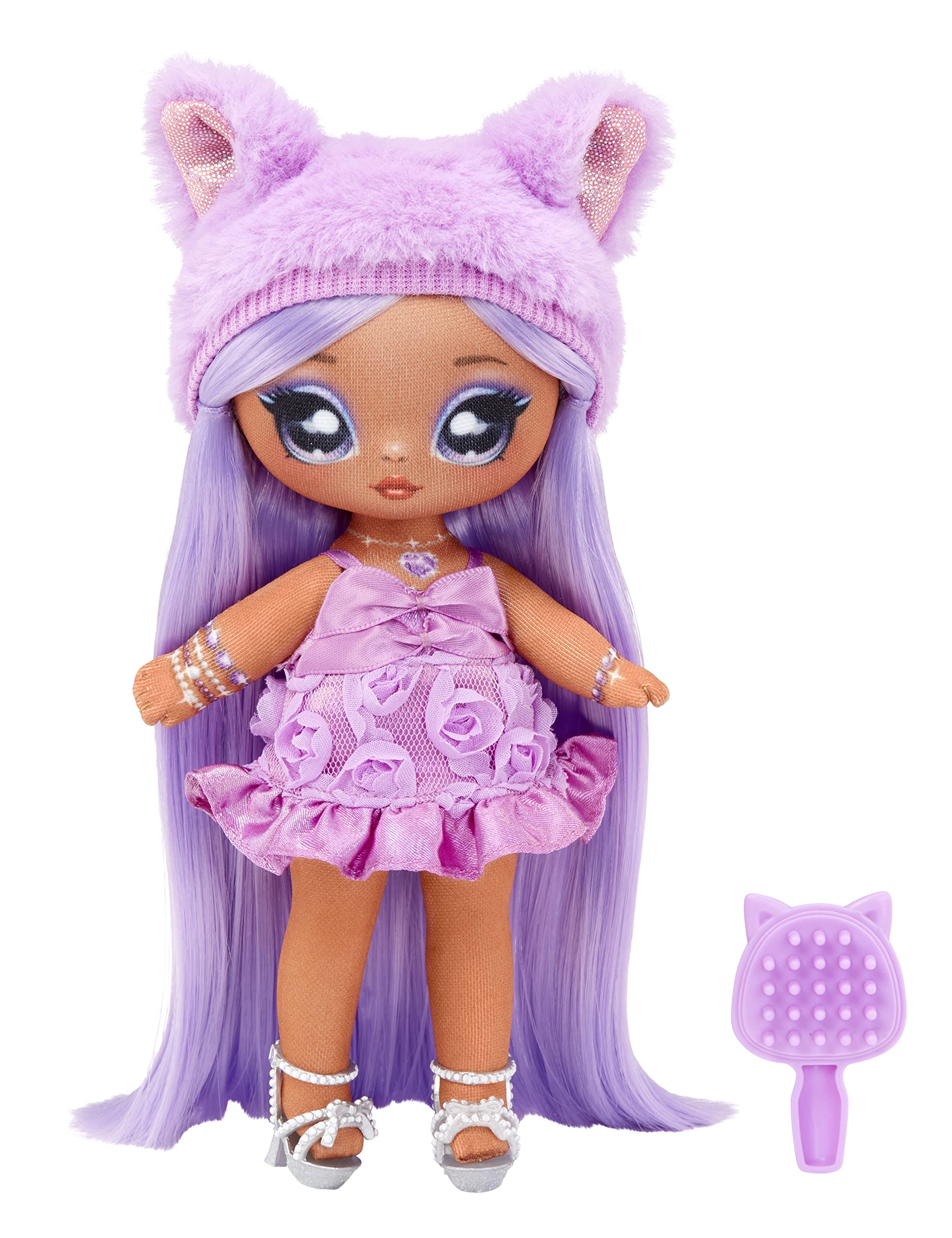 Na Na Na Surprise Sweetest Gems™ Valentina Lovely 7.5" Fashion Doll Amethyst Birthstone Inspired with Purple Hair, Satin Dress & Brush, Poseable, Great Toy Gift for Kids Girls Boys Ages 5 6 7 8+ Years