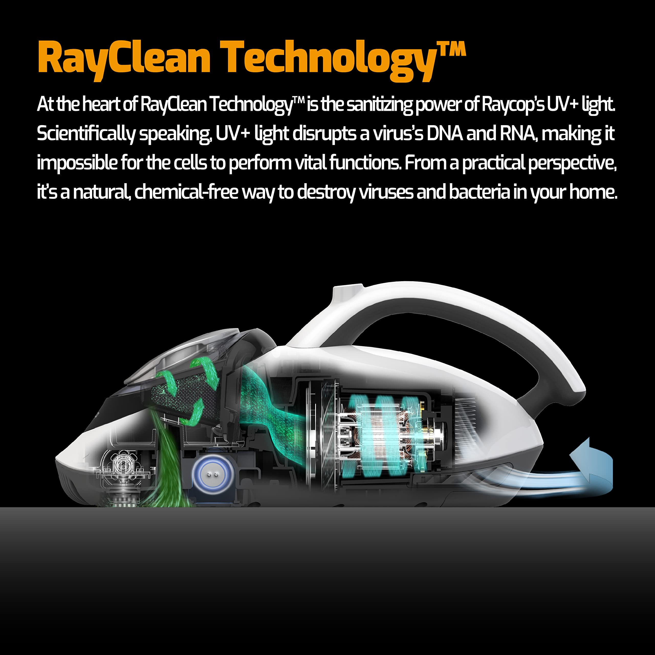 RAYCOP LITE UV Sanitizing HEPA Allergen Vacuum Effectively Removes Dust Mite Matters, Bacteria, Viruses and Pollen